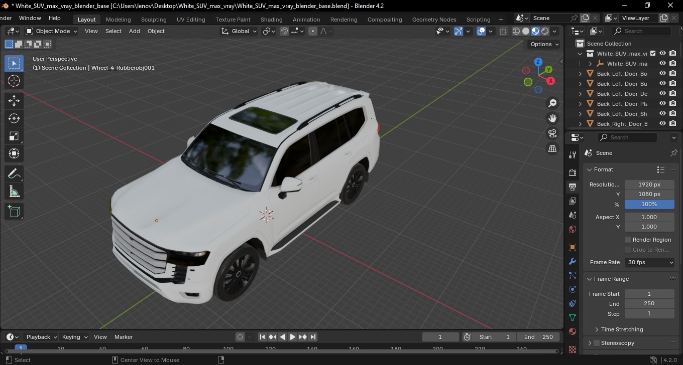 White SUV 3D model