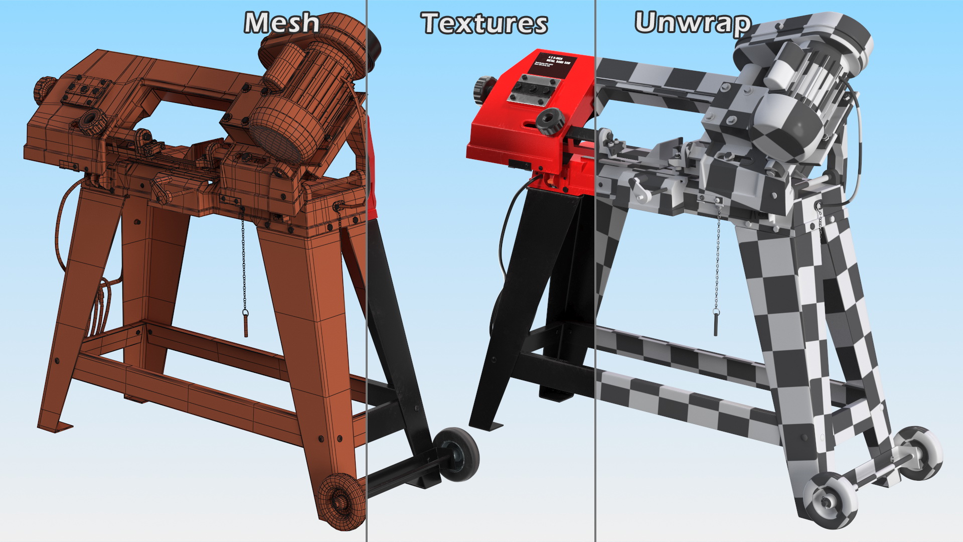 3D model Metal Cutting Band Saw with Stand Rigged