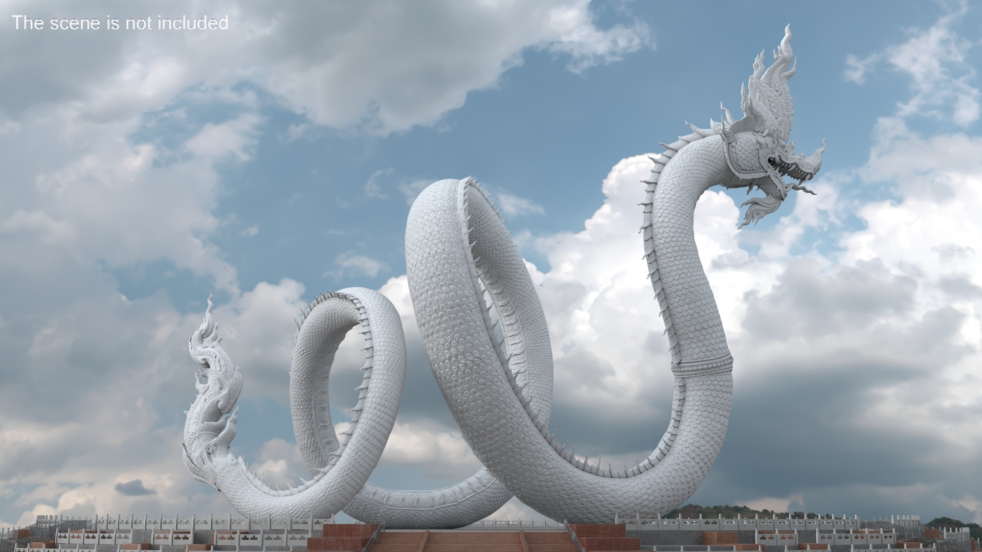 Serpent Dragon White Rigged 3D