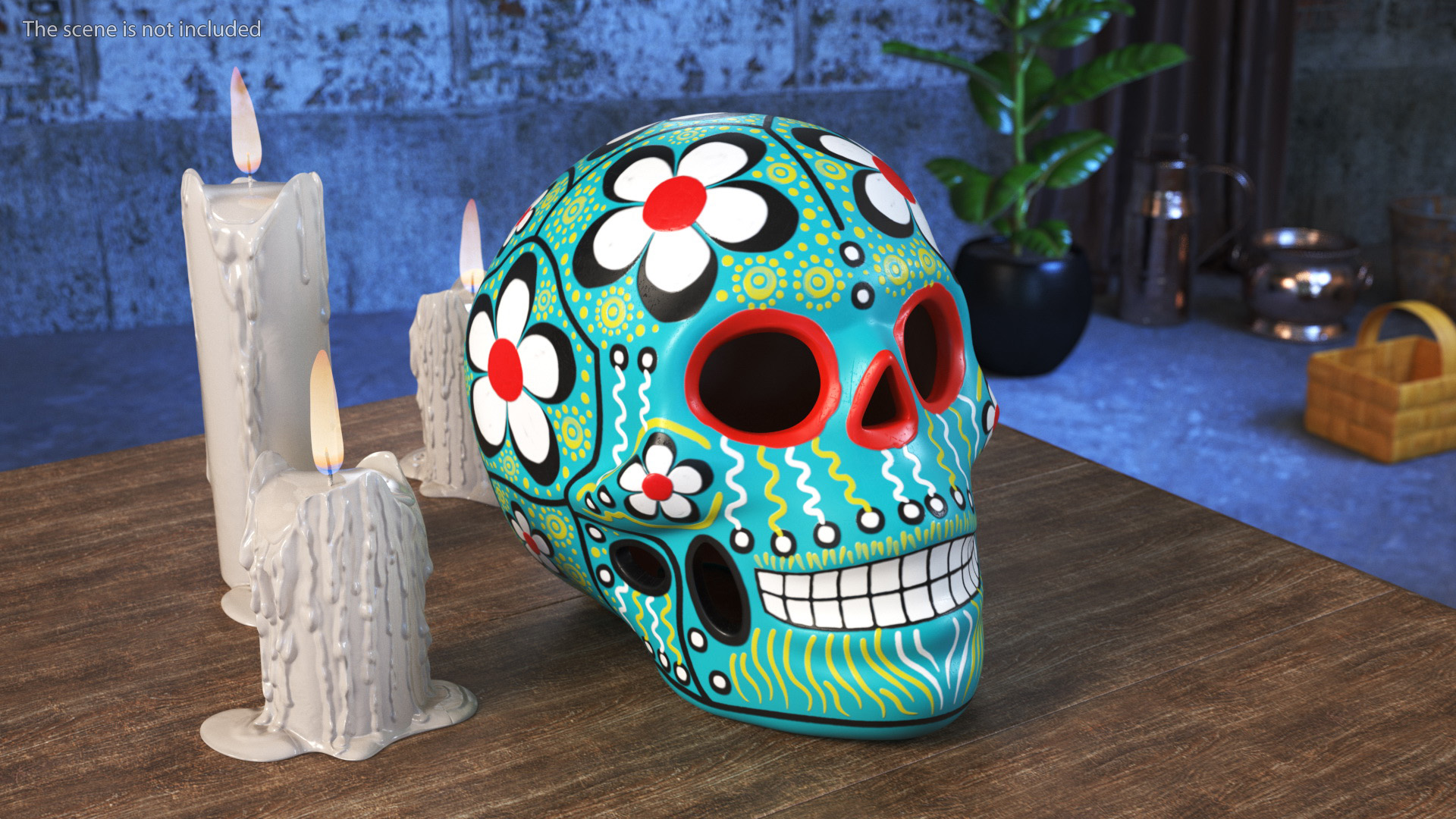 Calavera Cielo Alegre with Candles 3D model