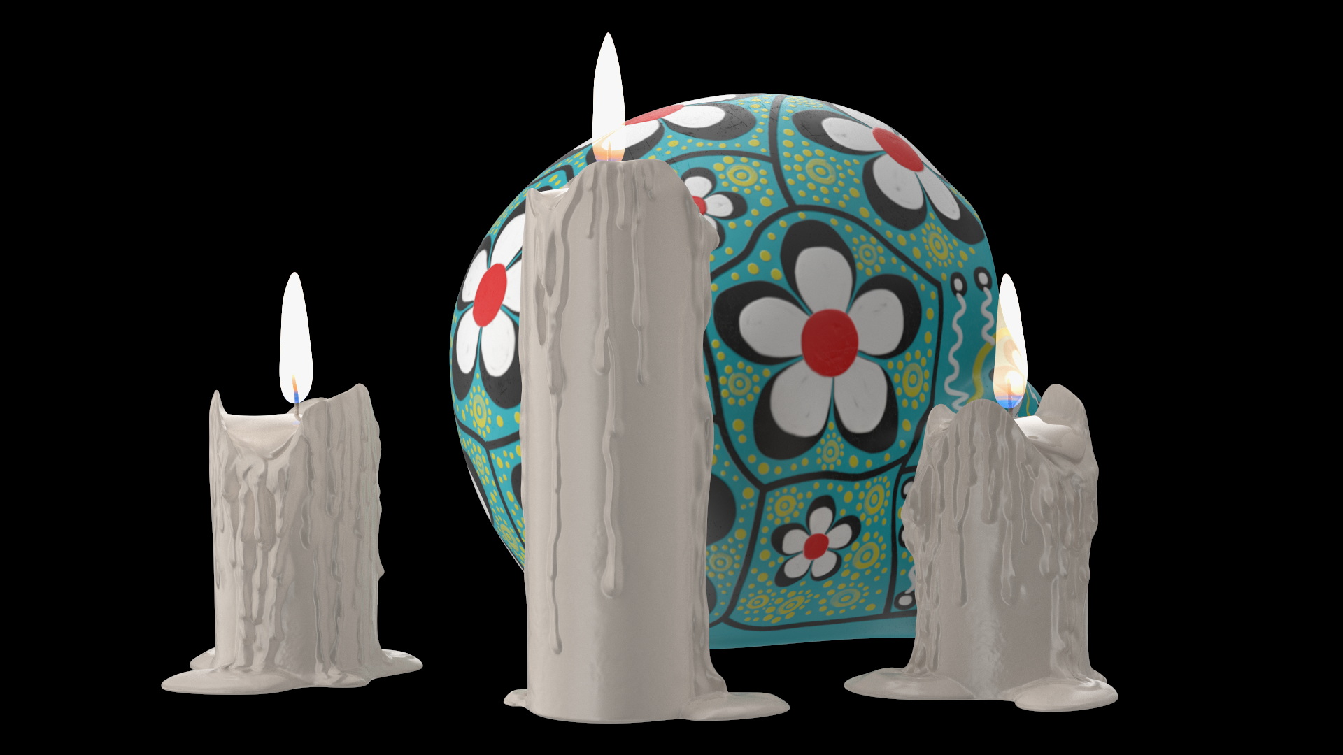 Calavera Cielo Alegre with Candles 3D model