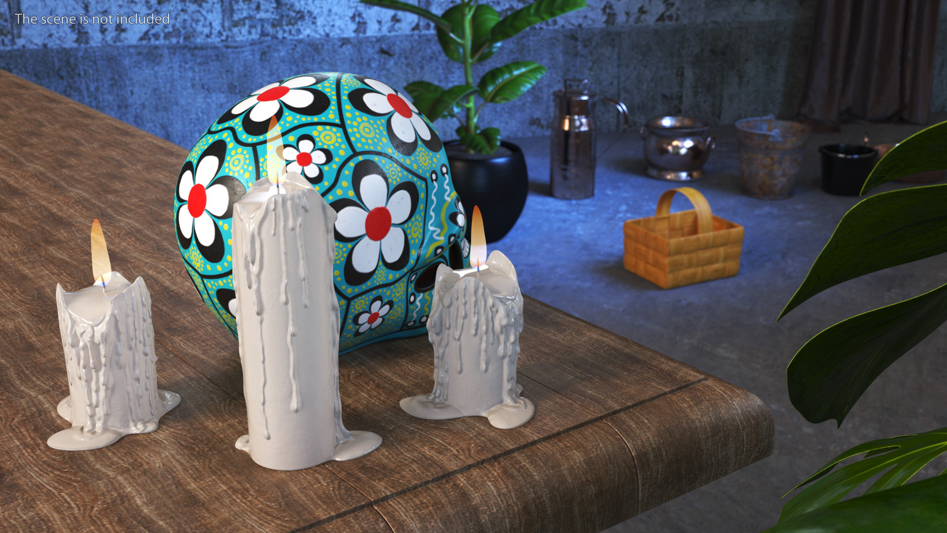 Calavera Cielo Alegre with Candles 3D model