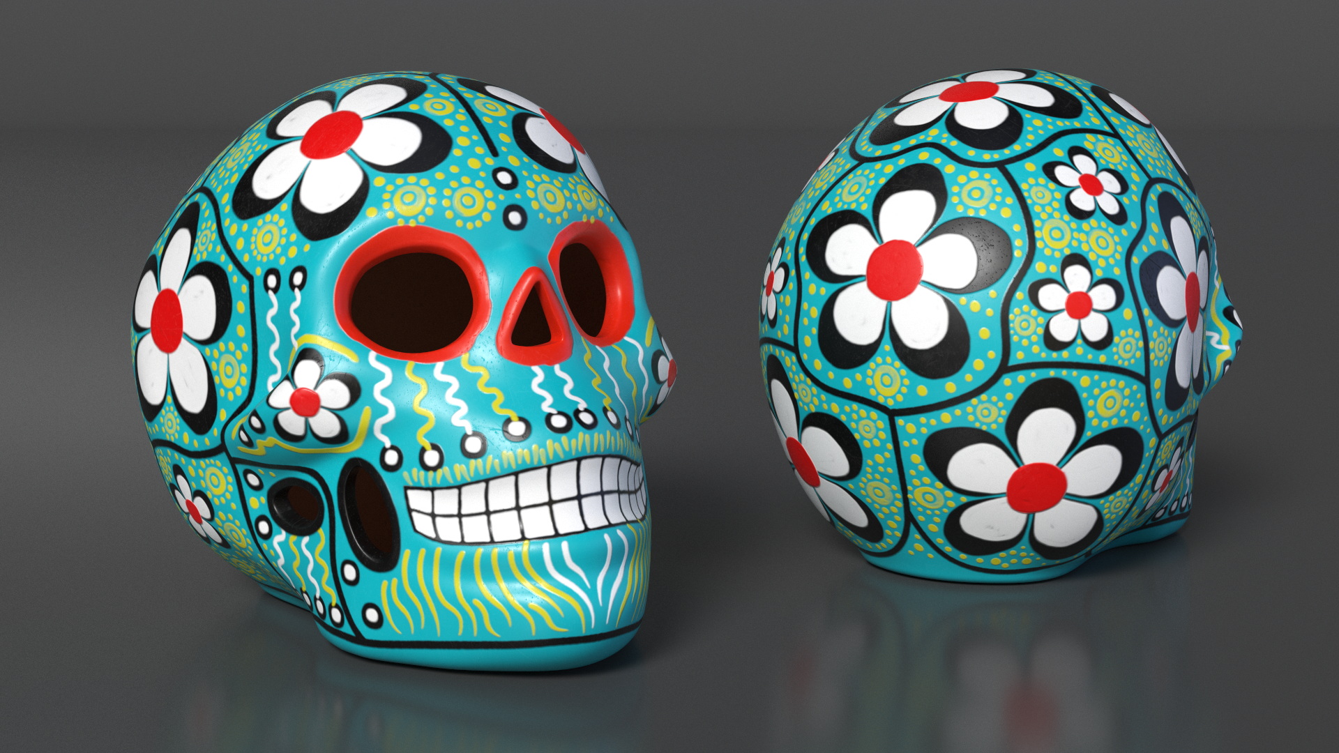 Calavera Cielo Alegre with Candles 3D model