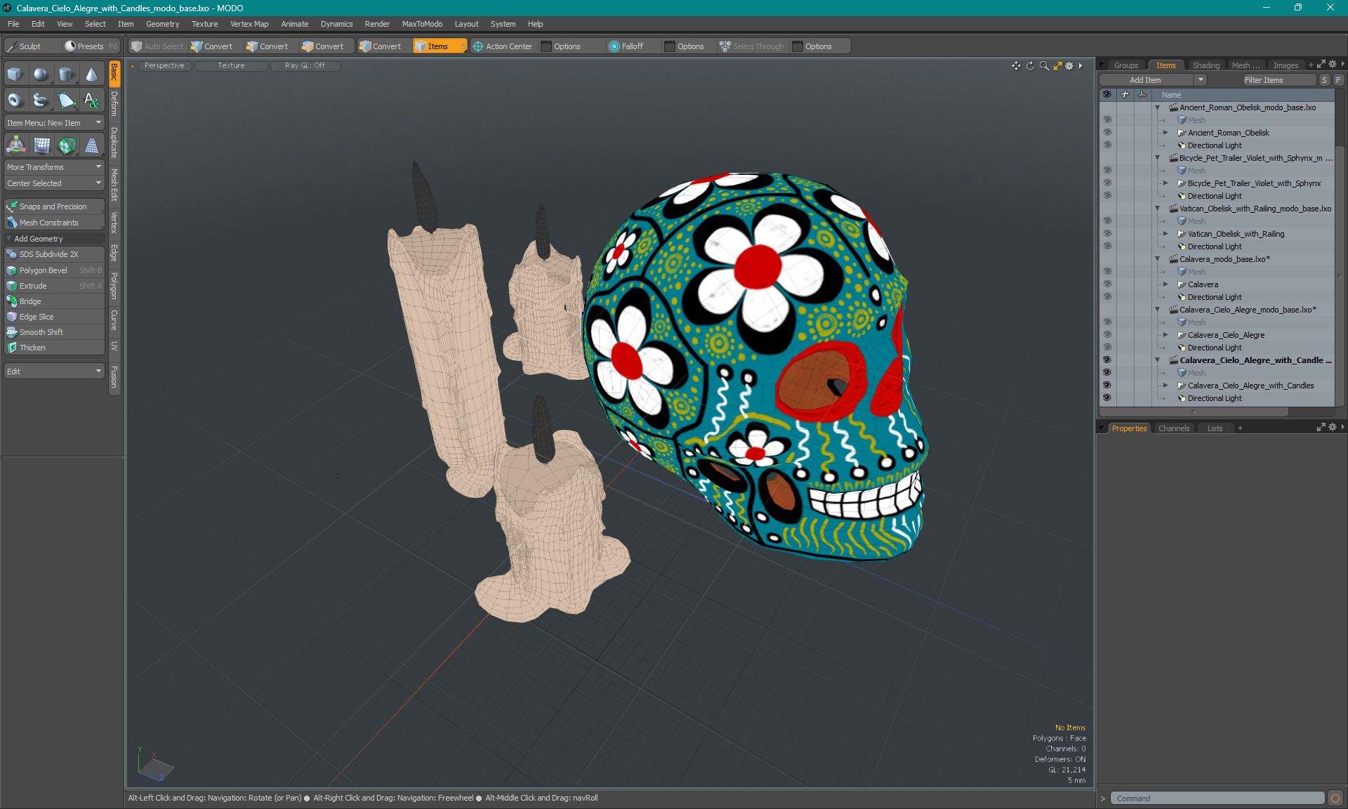 Calavera Cielo Alegre with Candles 3D model