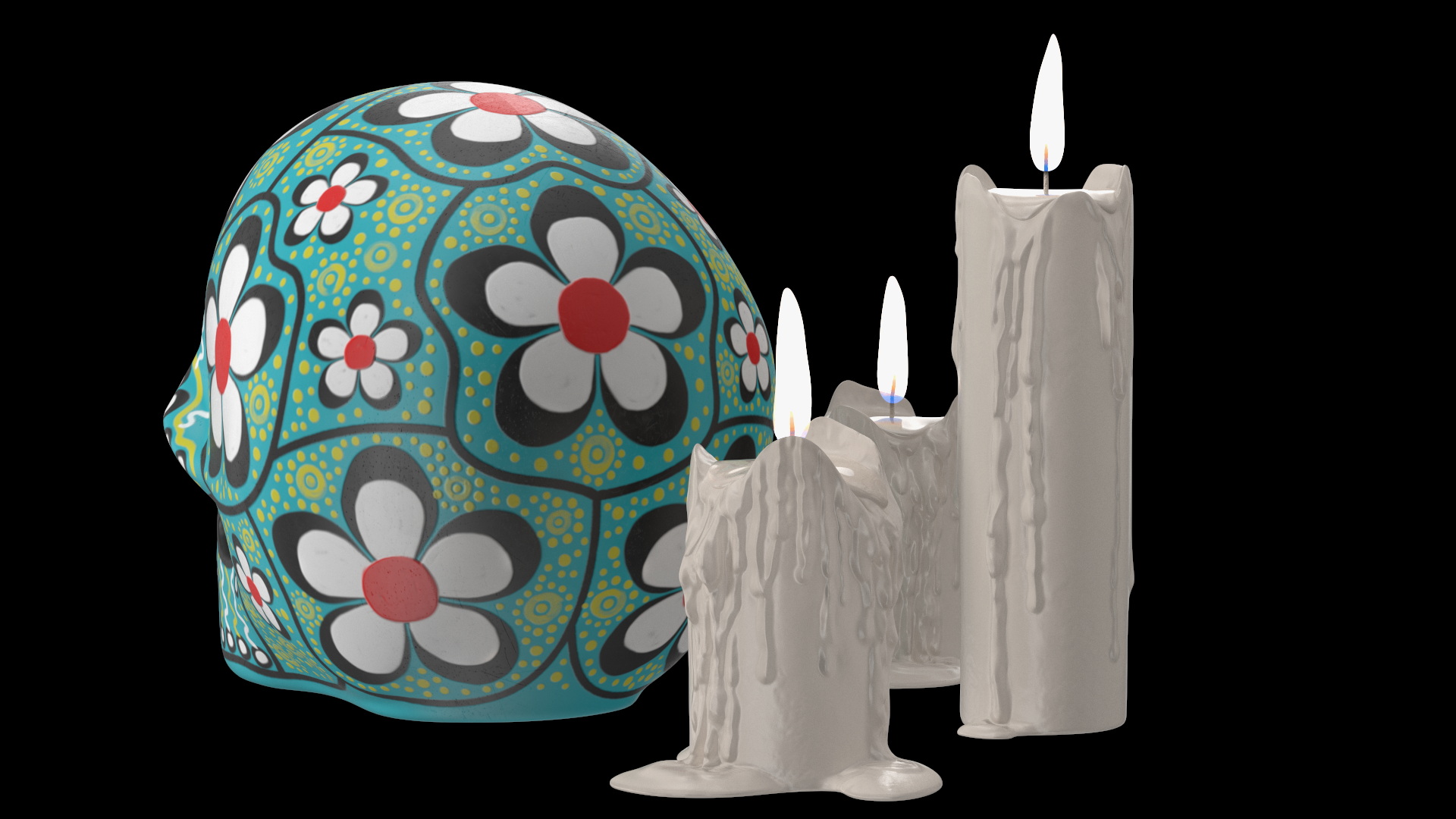 Calavera Cielo Alegre with Candles 3D model