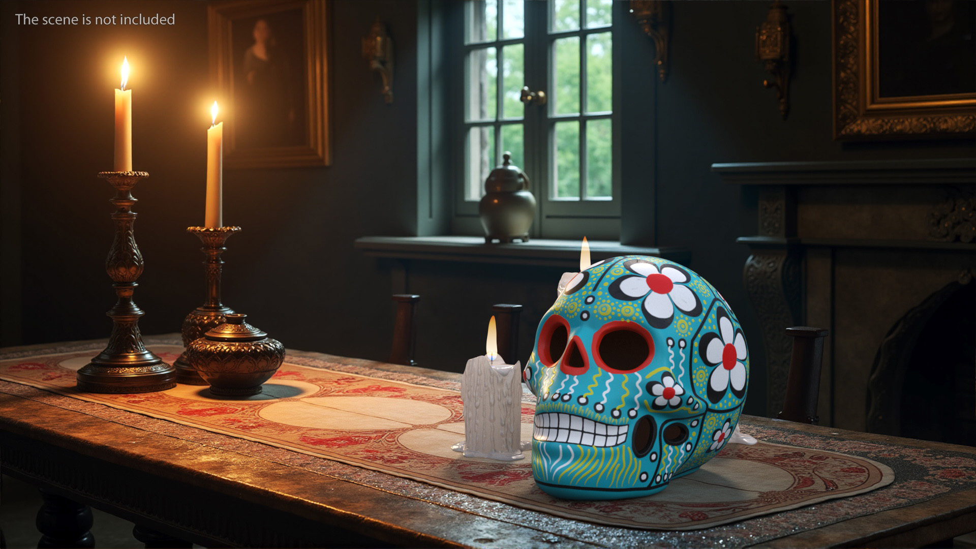 Calavera Cielo Alegre with Candles 3D model