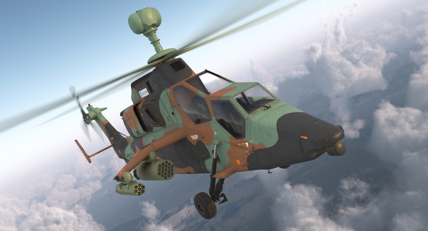 3D Eurocopter Tigre Spanish Army Rigged