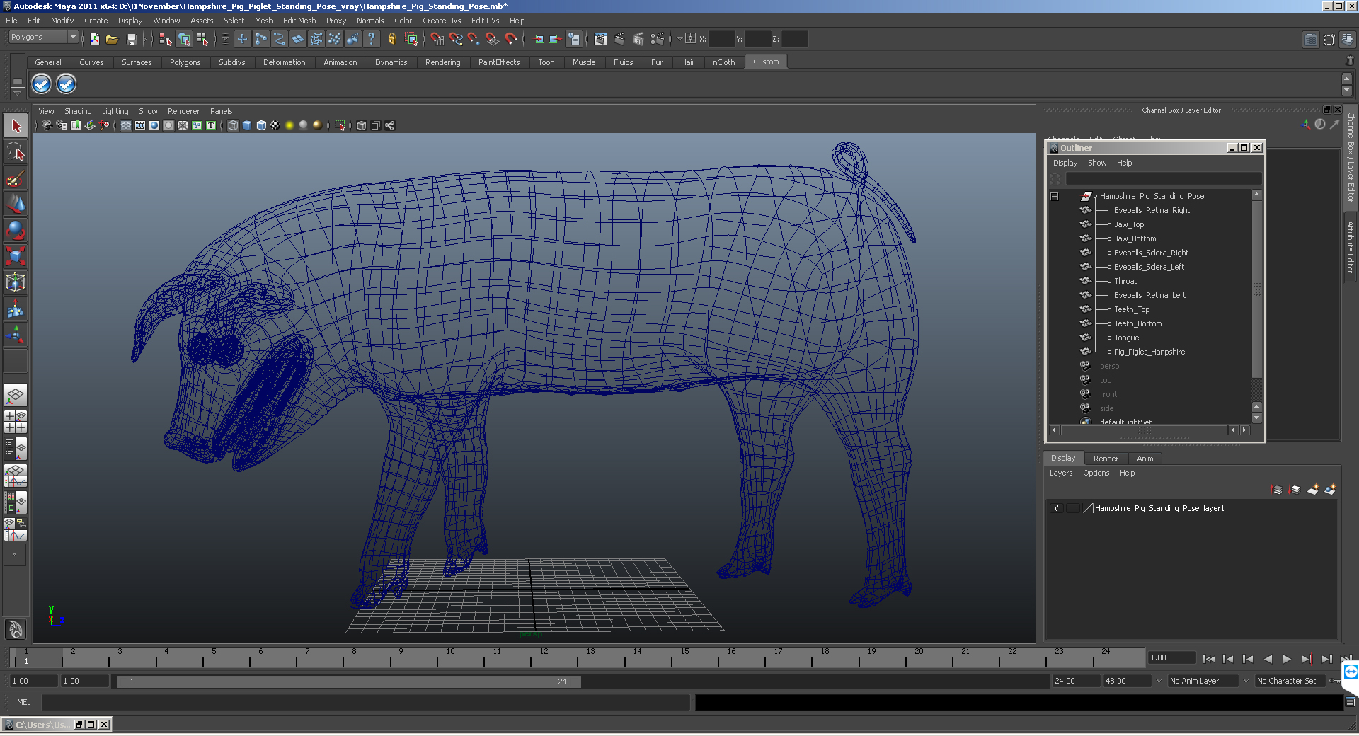 3D Pig Piglet Landrace Standing Pose model