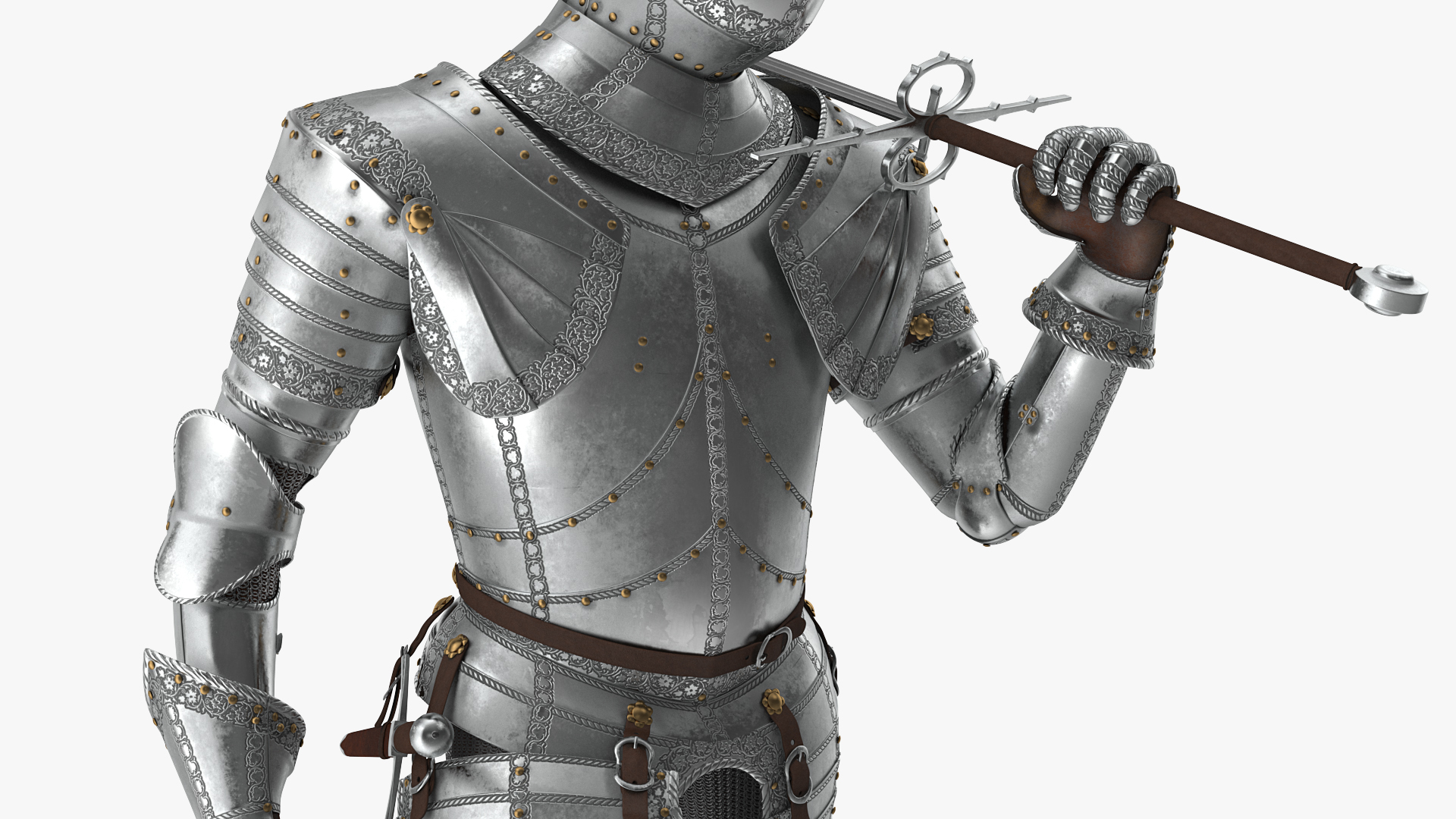 3D model Polished Knight Plate Armor Walking Pose