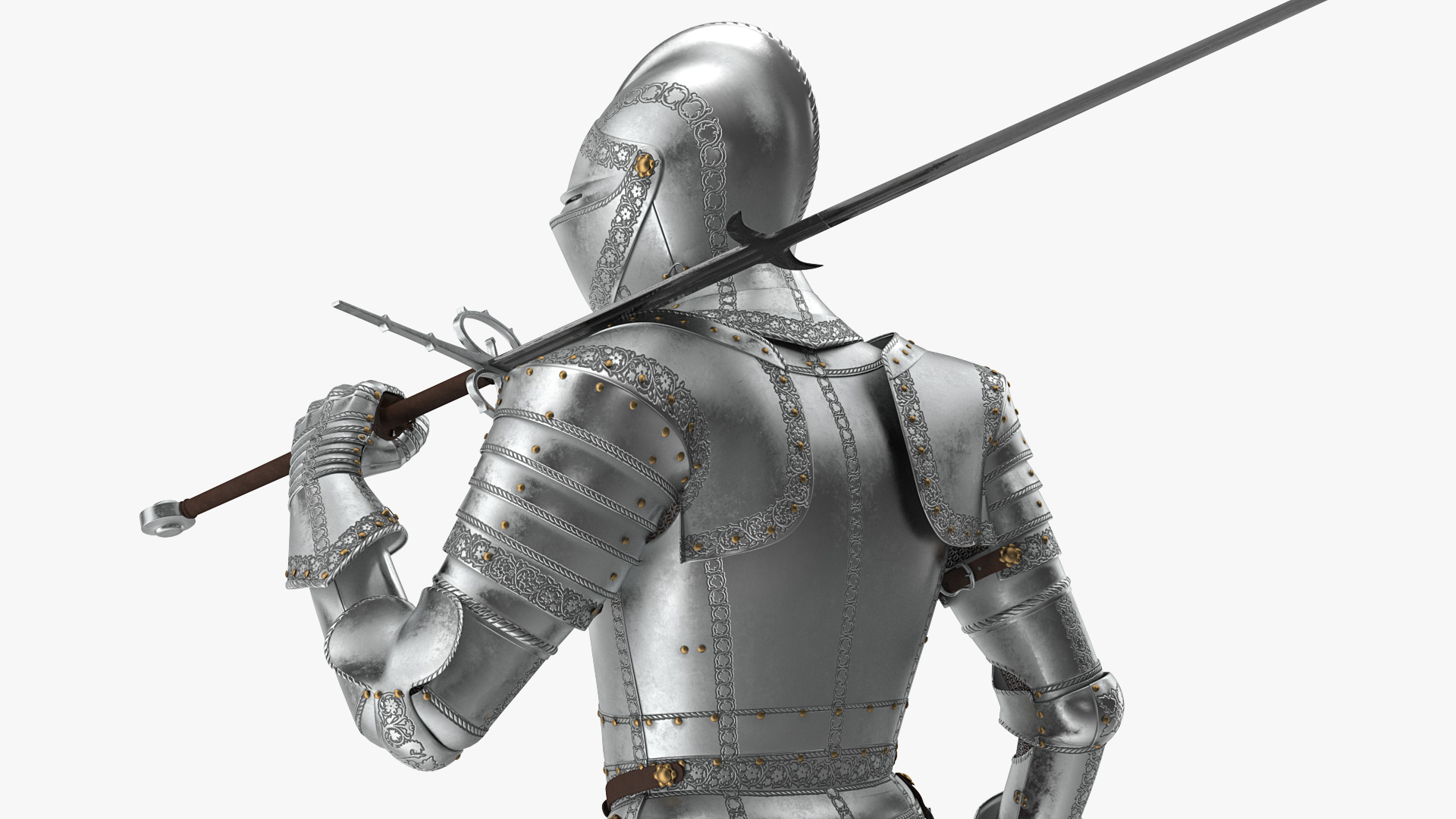 3D model Polished Knight Plate Armor Walking Pose