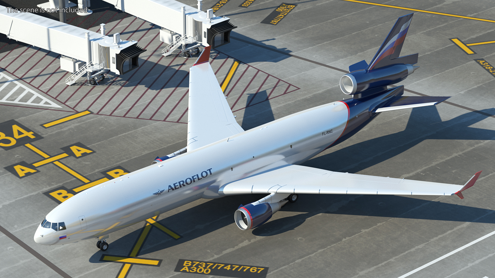 3D model McDonnell Douglas MD11 Tri Jet Airliner Aeroflot Rigged