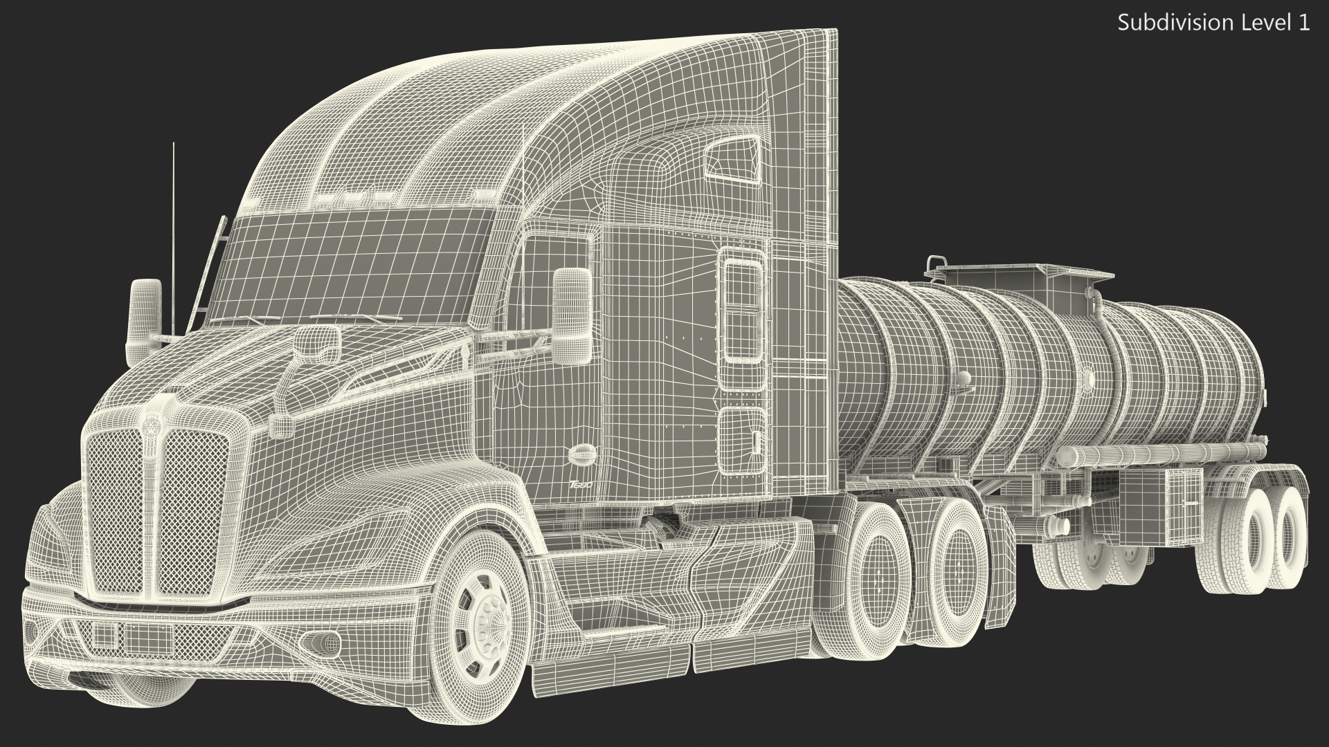 3D Kenworth Truck with Tanker Trailer Rigged