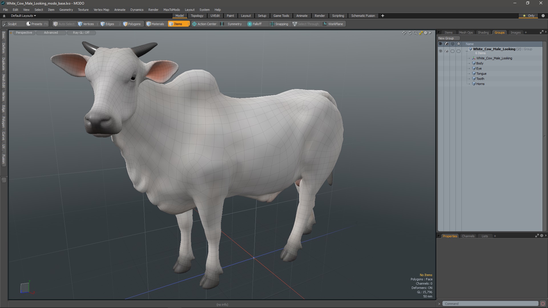 White Cow Male Looking 3D