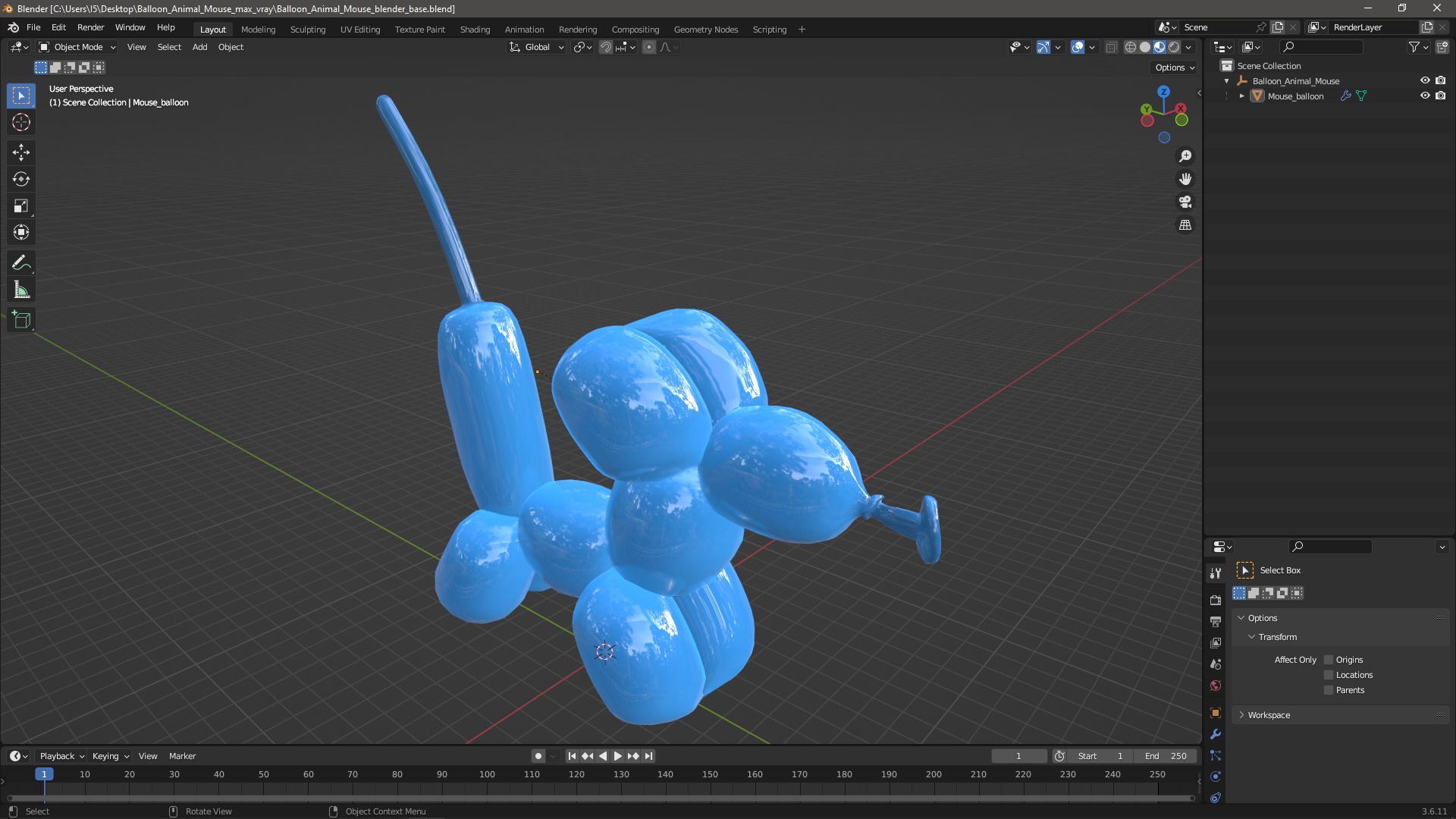 3D model Balloon Animal Mouse