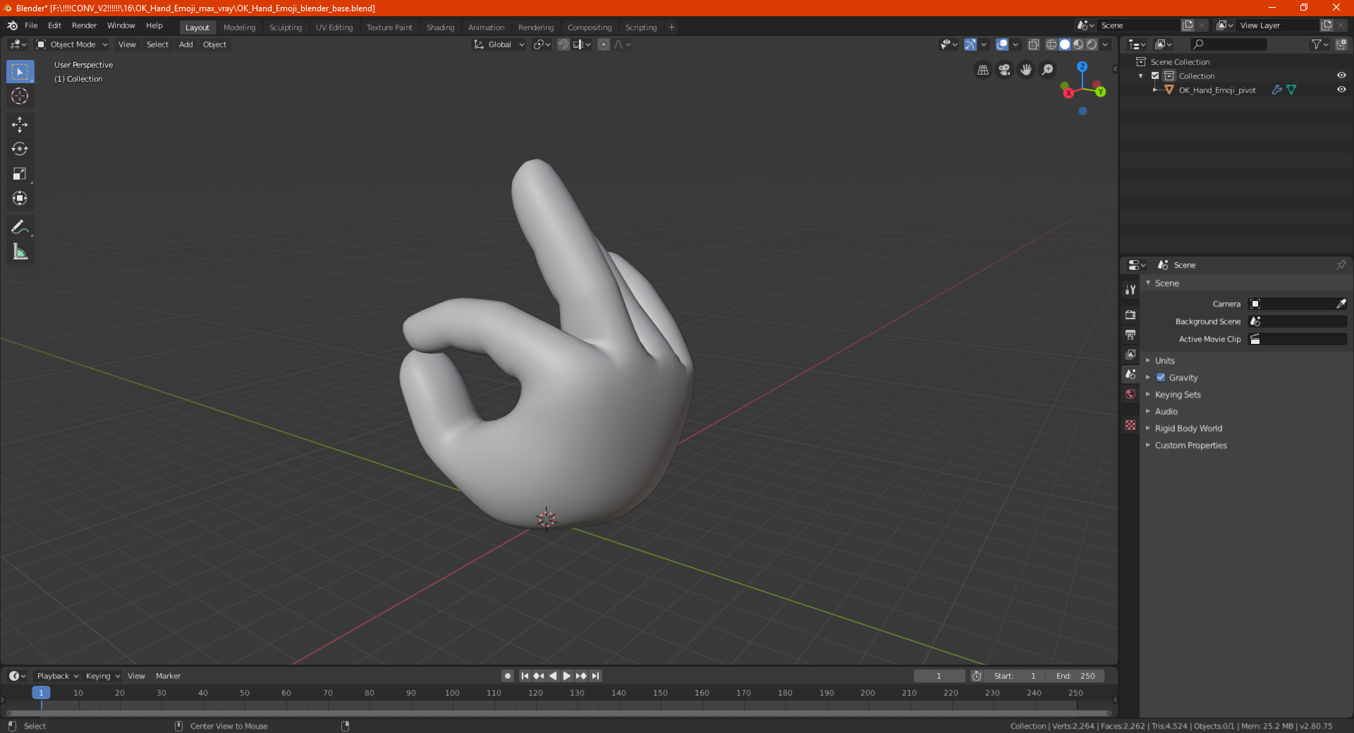 3D OK Hand Emoji model