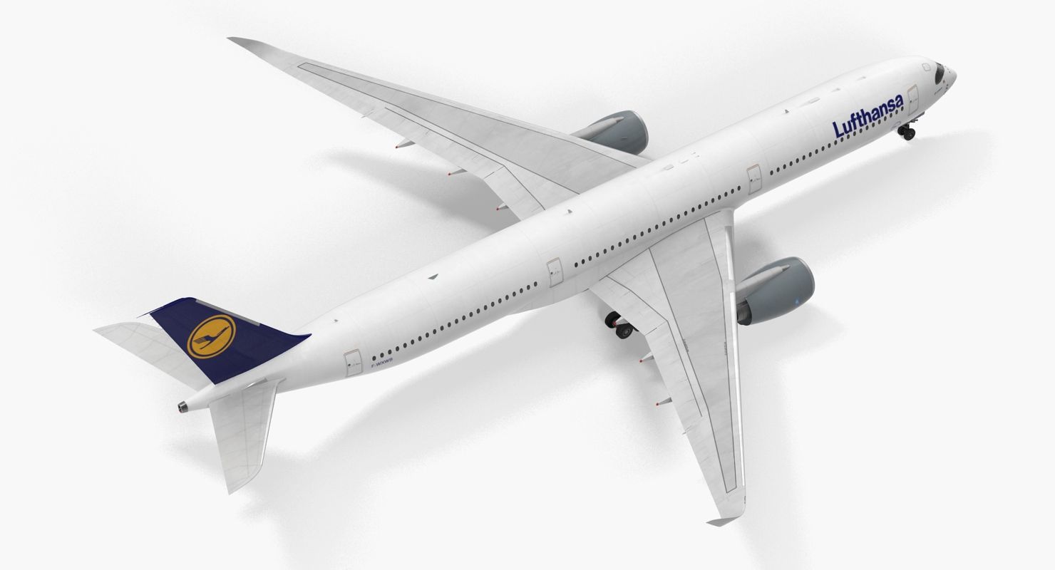 3D Airbus A350 1000 Lufthansa Rigged model