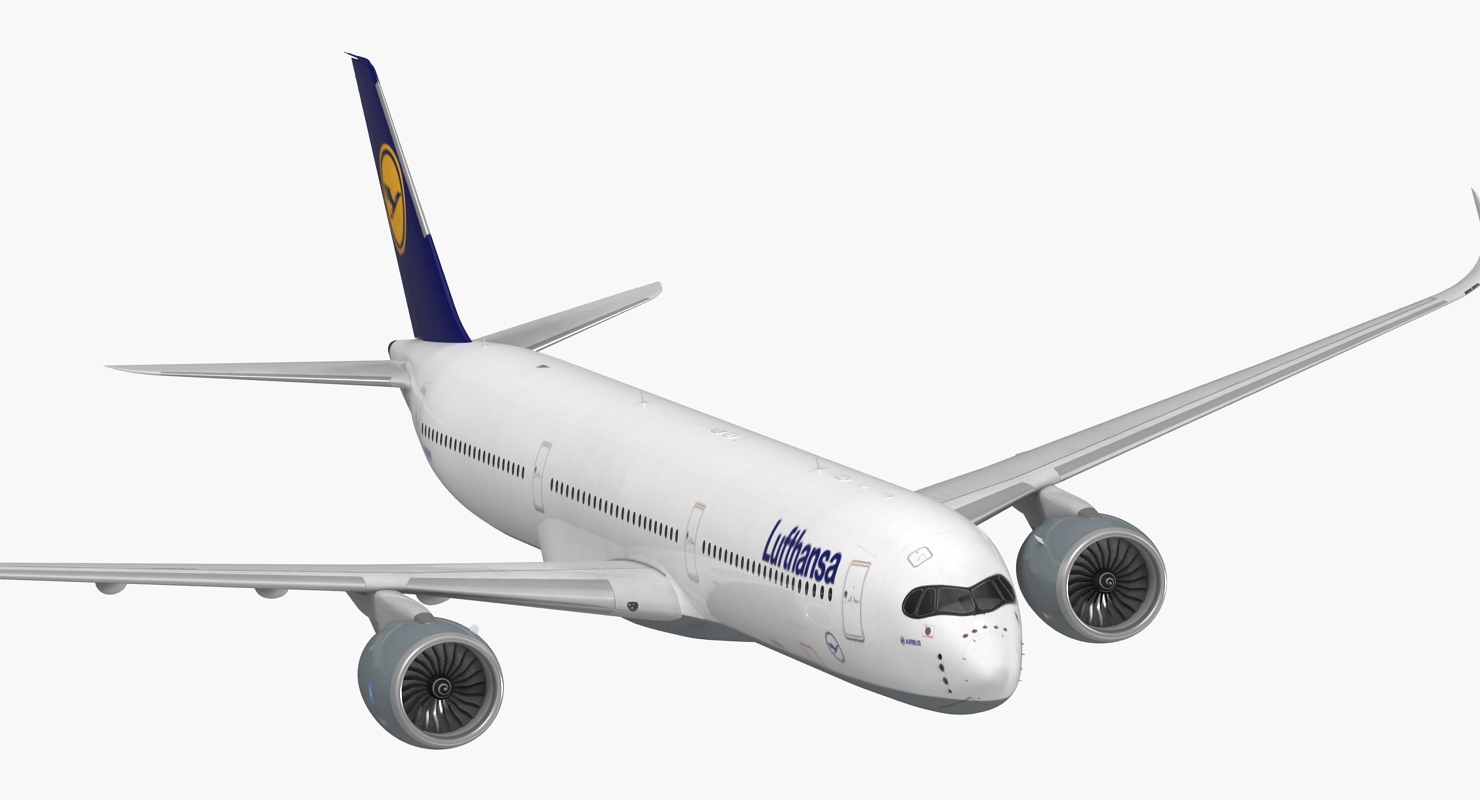 3D Airbus A350 1000 Lufthansa Rigged model