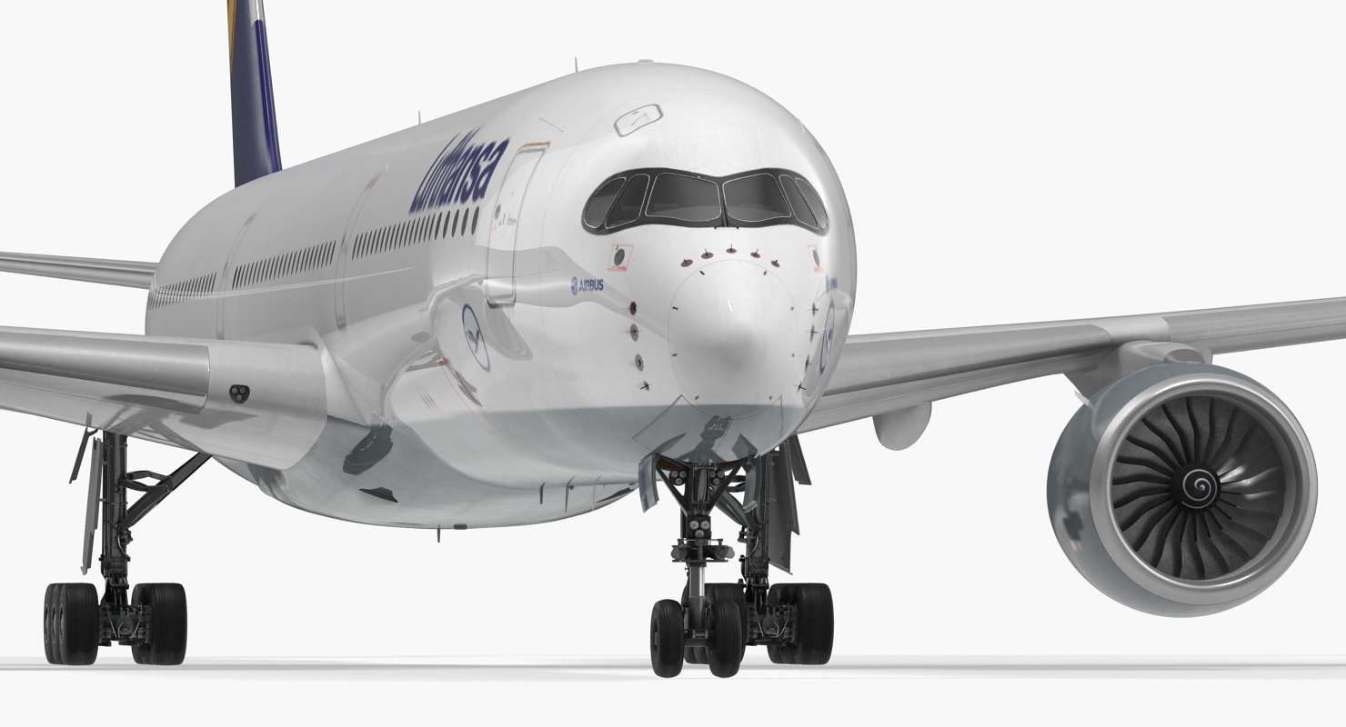 3D Airbus A350 1000 Lufthansa Rigged model