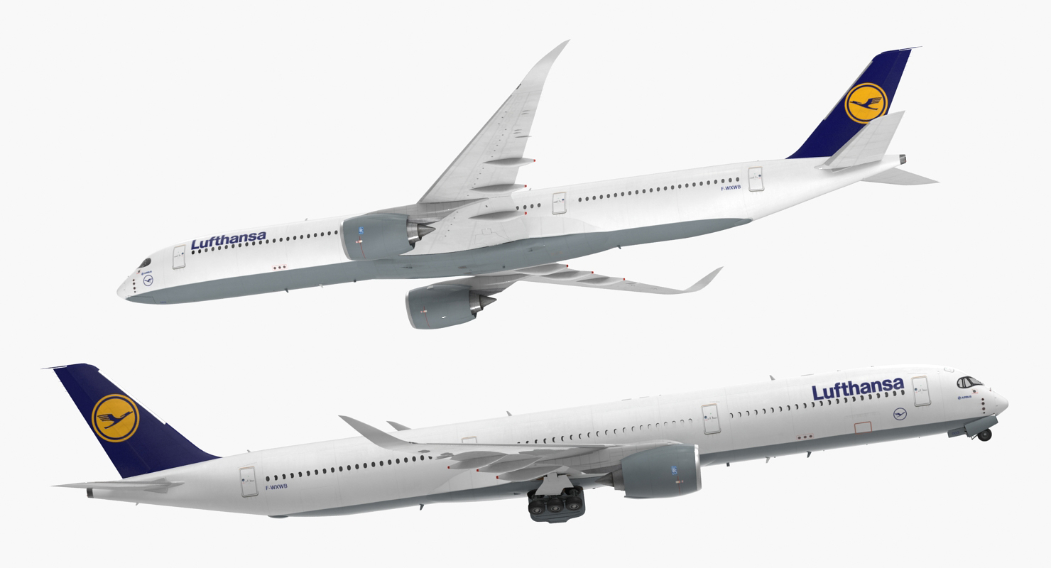 3D Airbus A350 1000 Lufthansa Rigged model