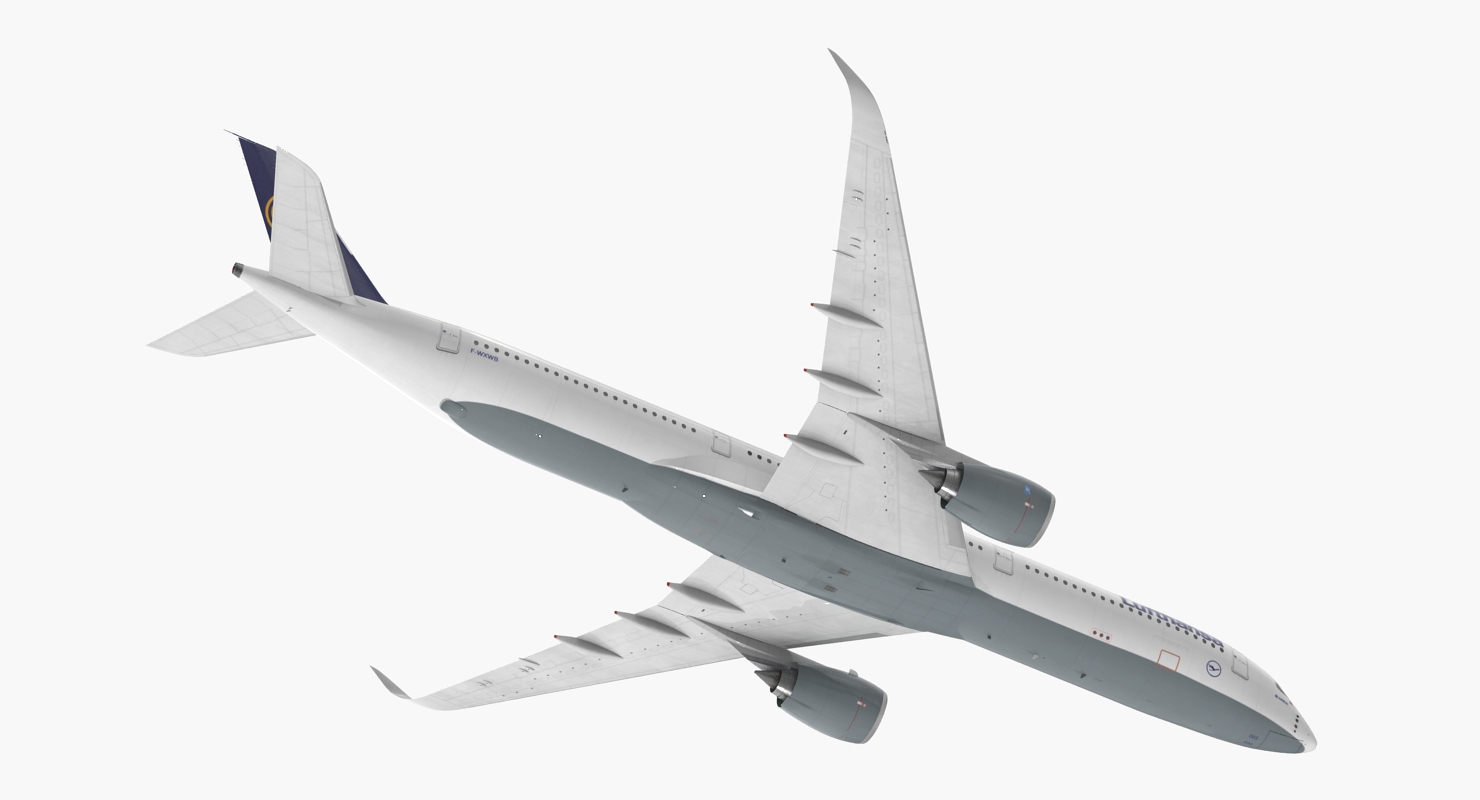 3D Airbus A350 1000 Lufthansa Rigged model