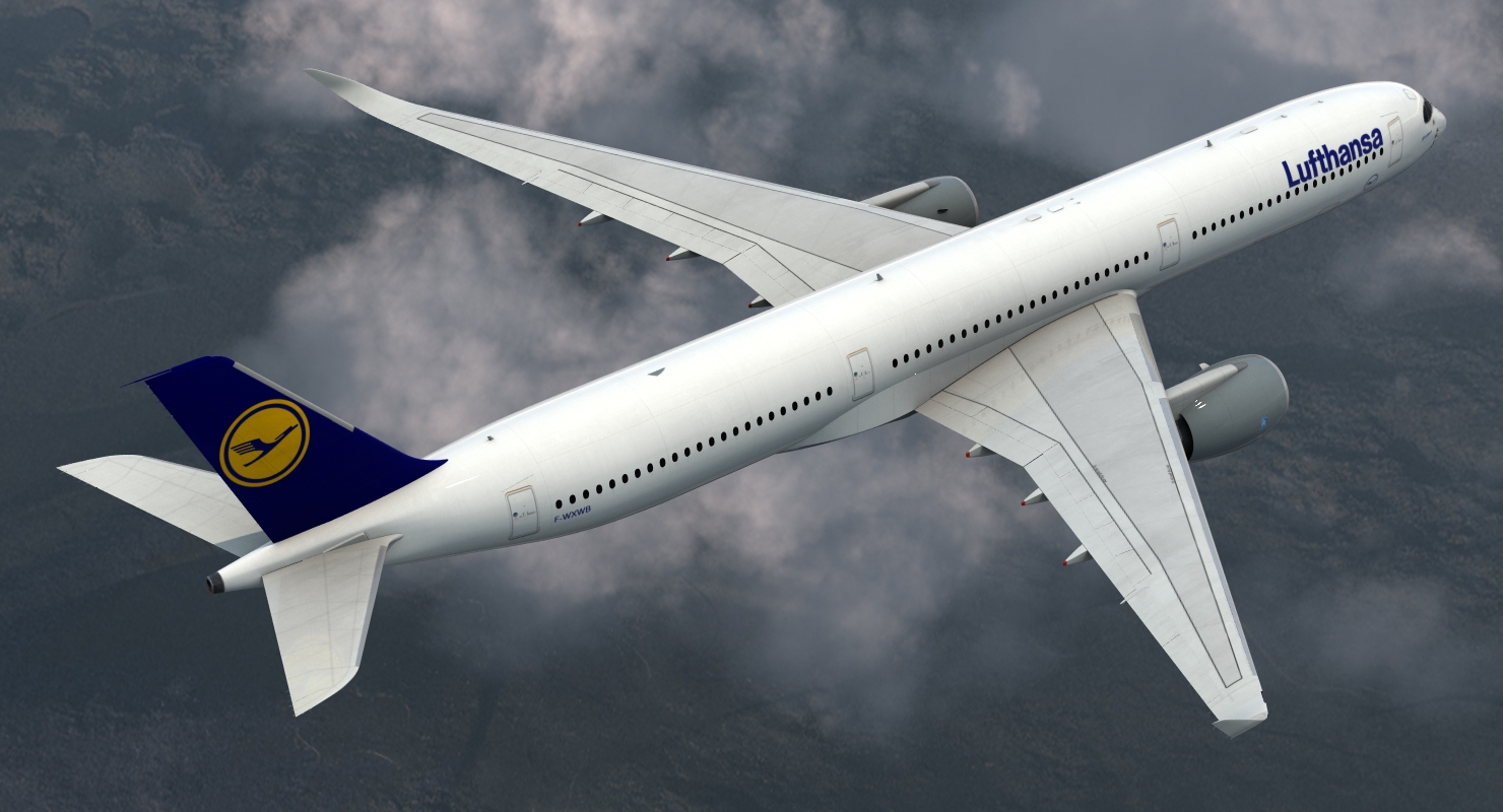 3D Airbus A350 1000 Lufthansa Rigged model