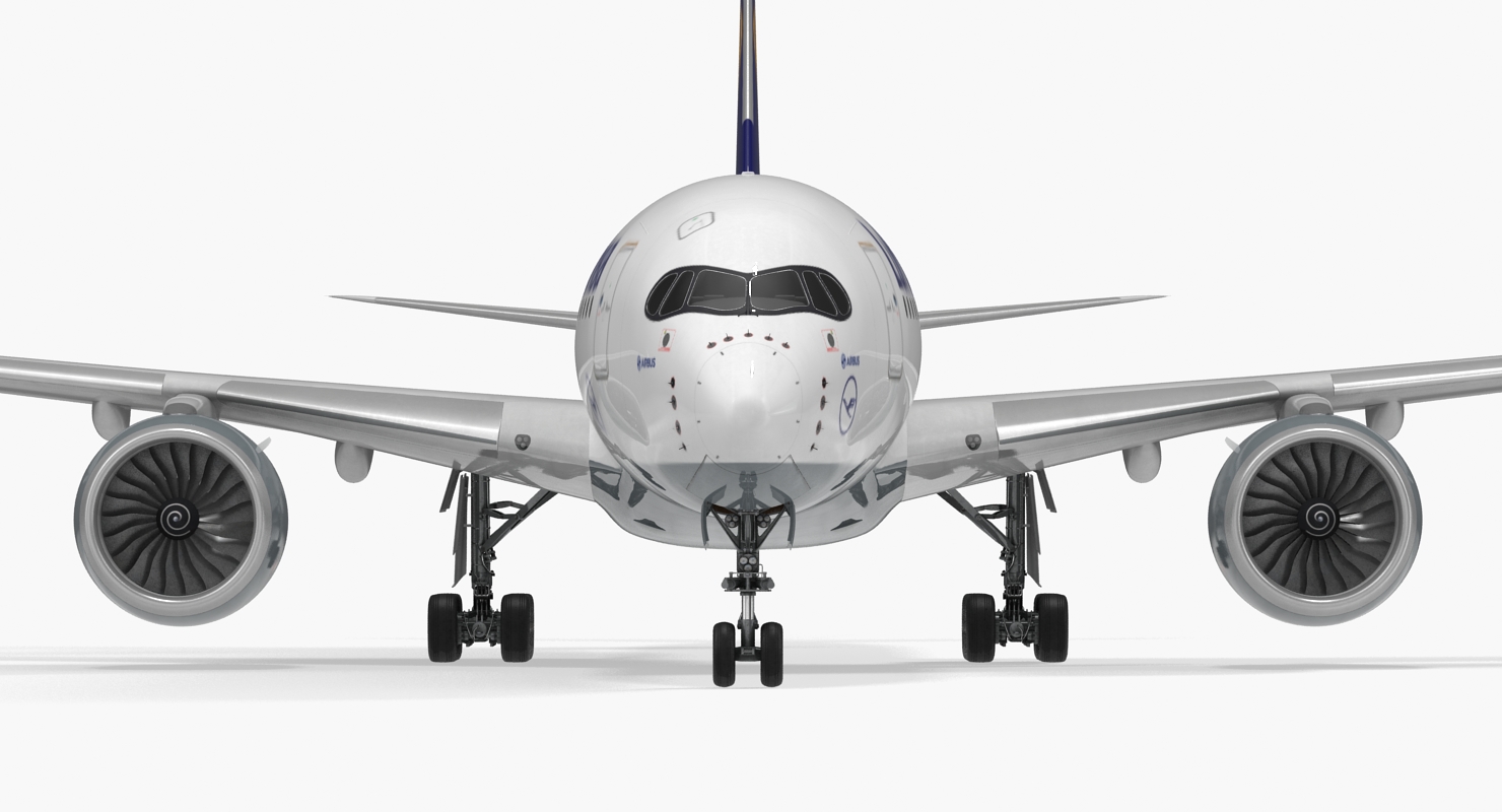 3D Airbus A350 1000 Lufthansa Rigged model