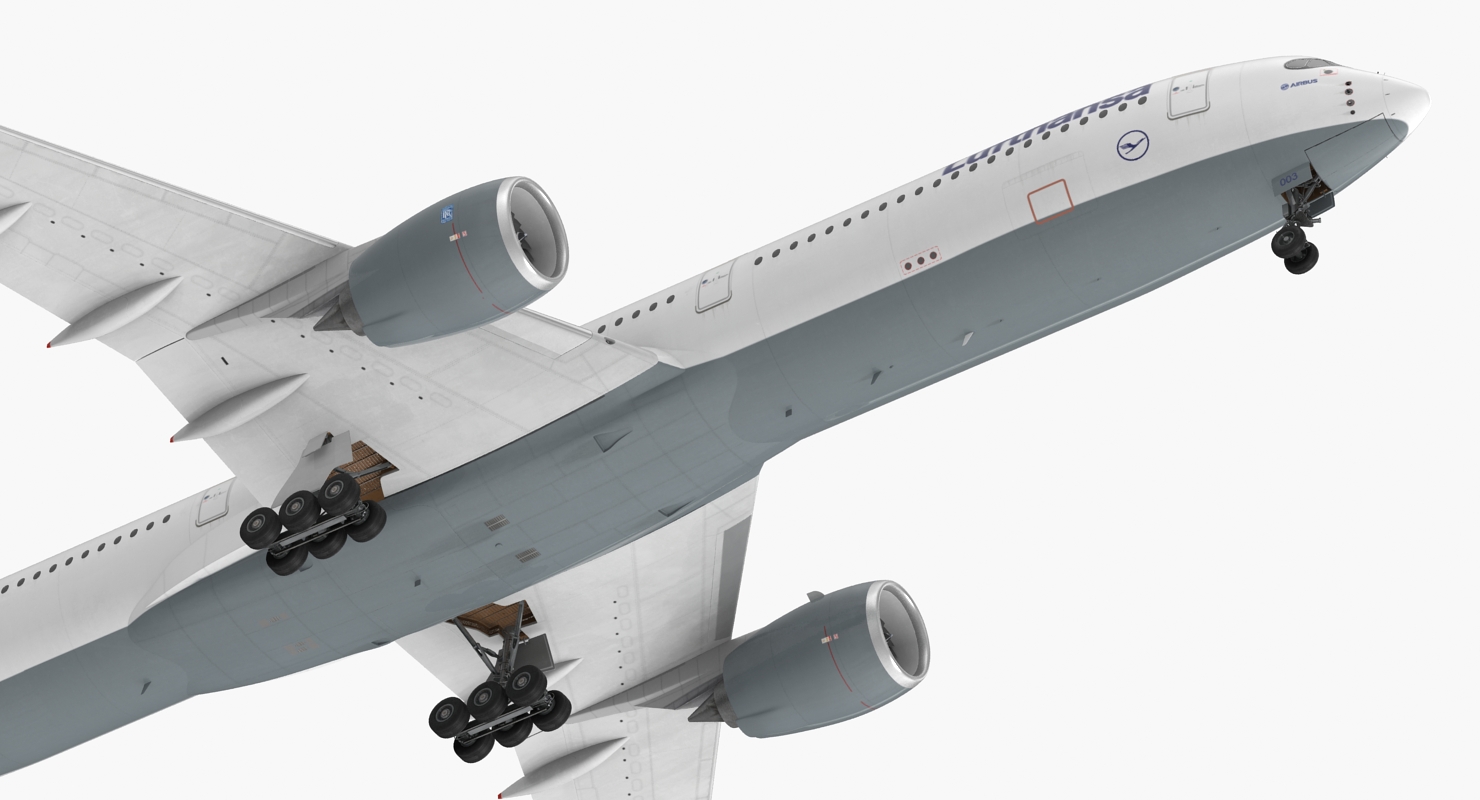 3D Airbus A350 1000 Lufthansa Rigged model