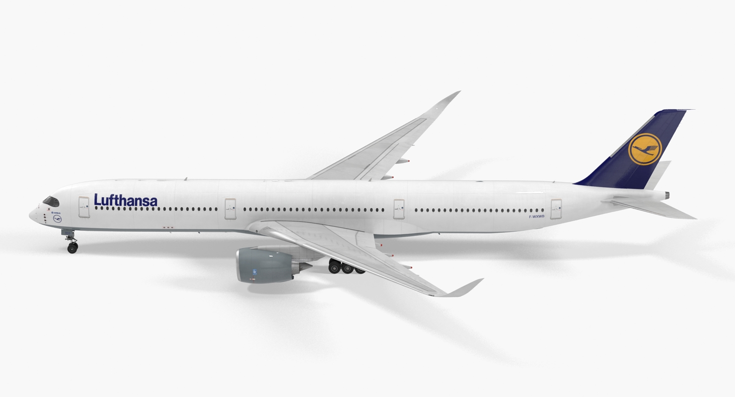 3D Airbus A350 1000 Lufthansa Rigged model