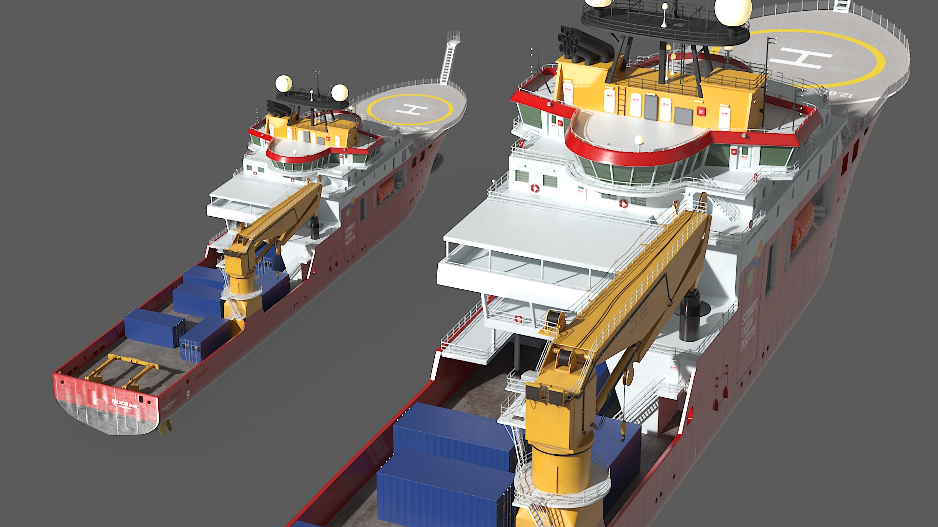 3D model Research Vessel FALKOR with Helipad