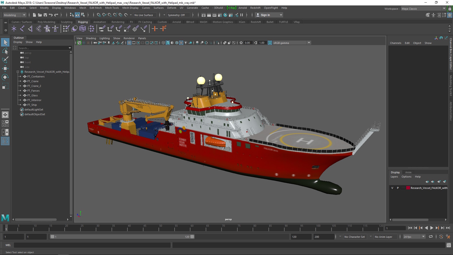 3D model Research Vessel FALKOR with Helipad