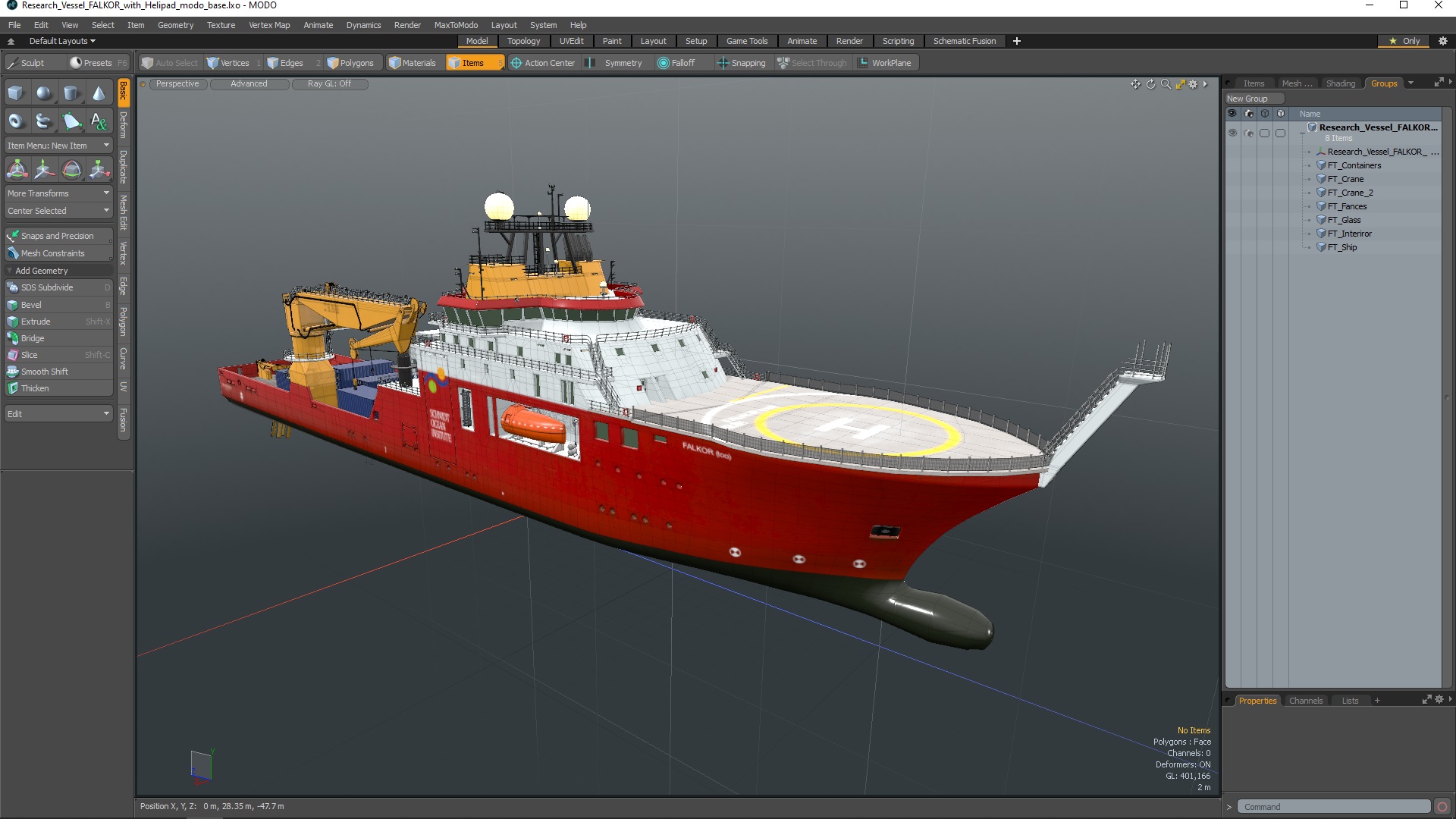 3D model Research Vessel FALKOR with Helipad