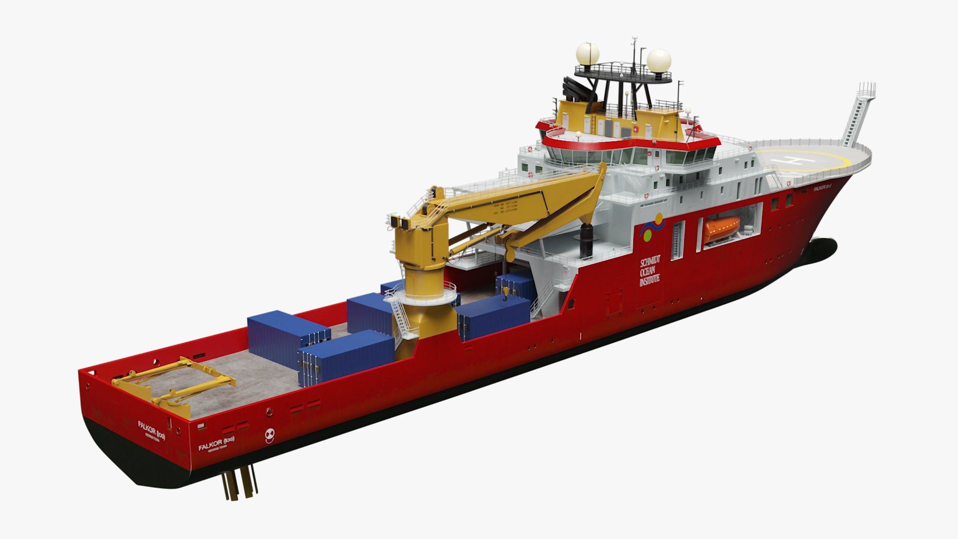 3D model Research Vessel FALKOR with Helipad