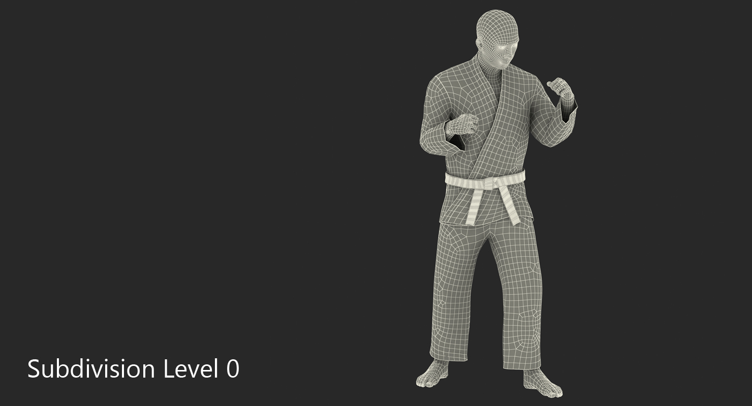 3D Japanese Karate Fighter Black Suit Rigged