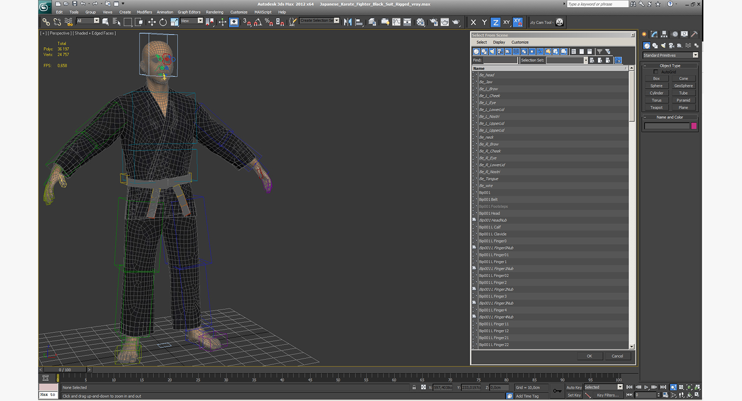 3D Japanese Karate Fighter Black Suit Rigged