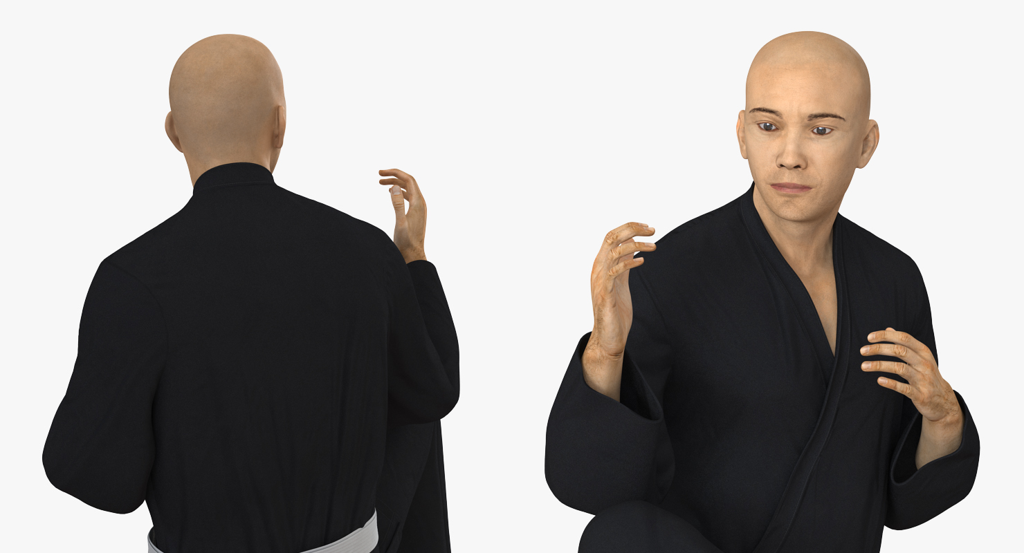 3D Japanese Karate Fighter Black Suit Rigged