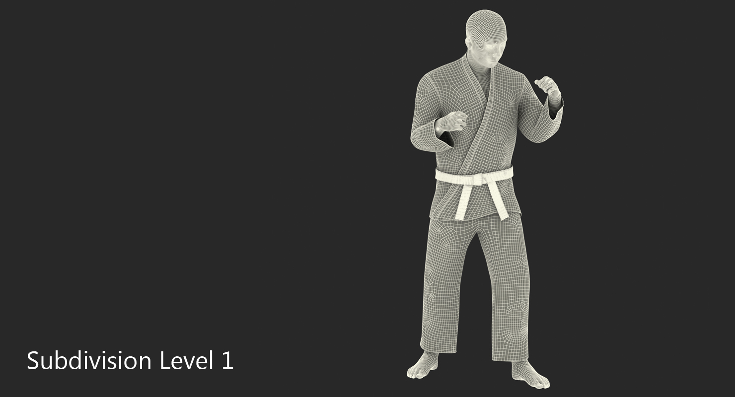 3D Japanese Karate Fighter Black Suit Rigged