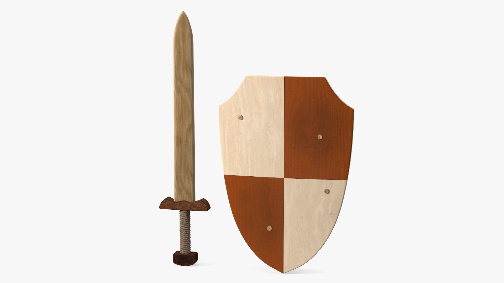 Toy Wooden Sword and Shield 3D