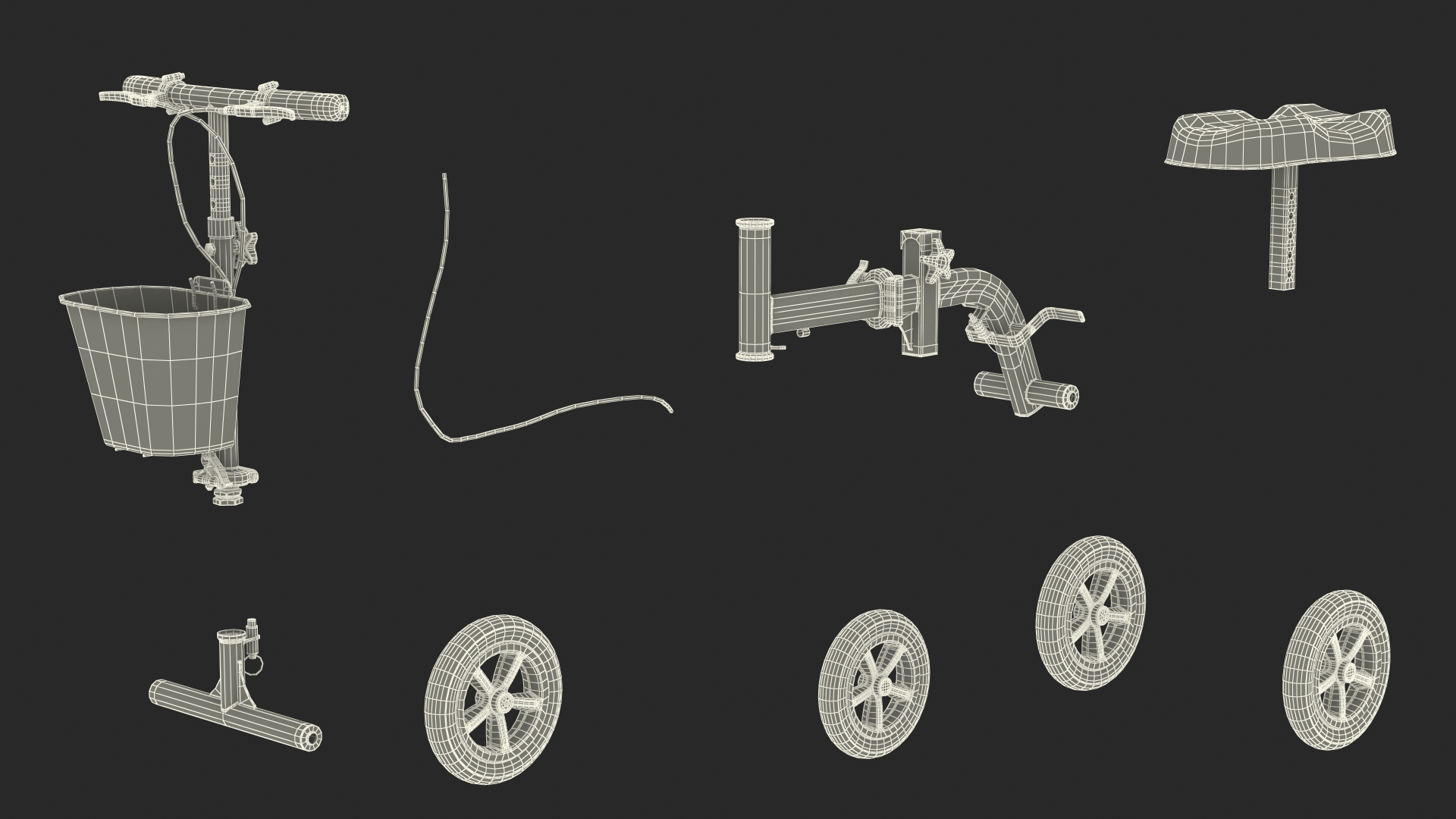 3D model Black Knee Scooter Rigged