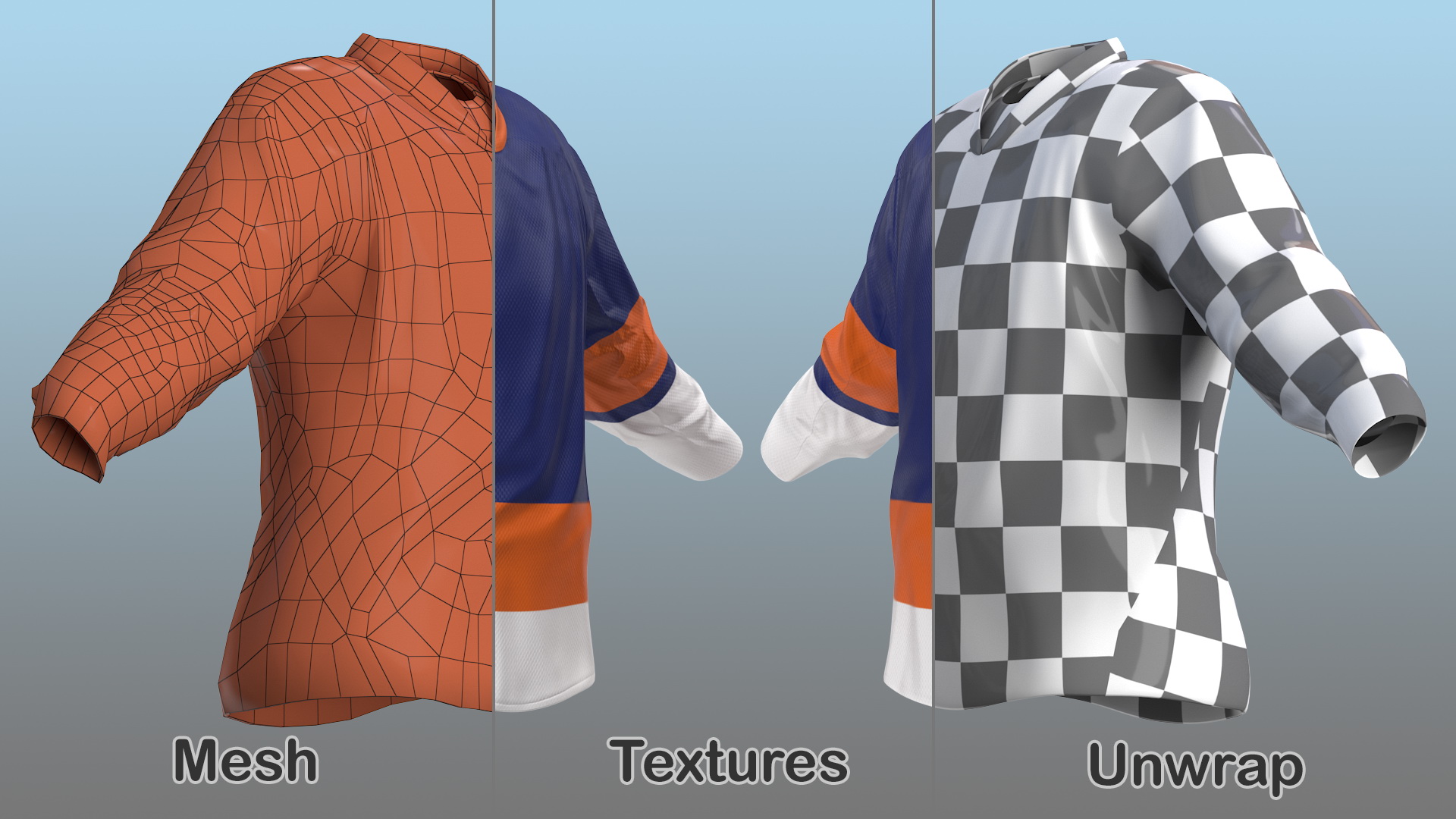 3D Hockey Jersey Blue model