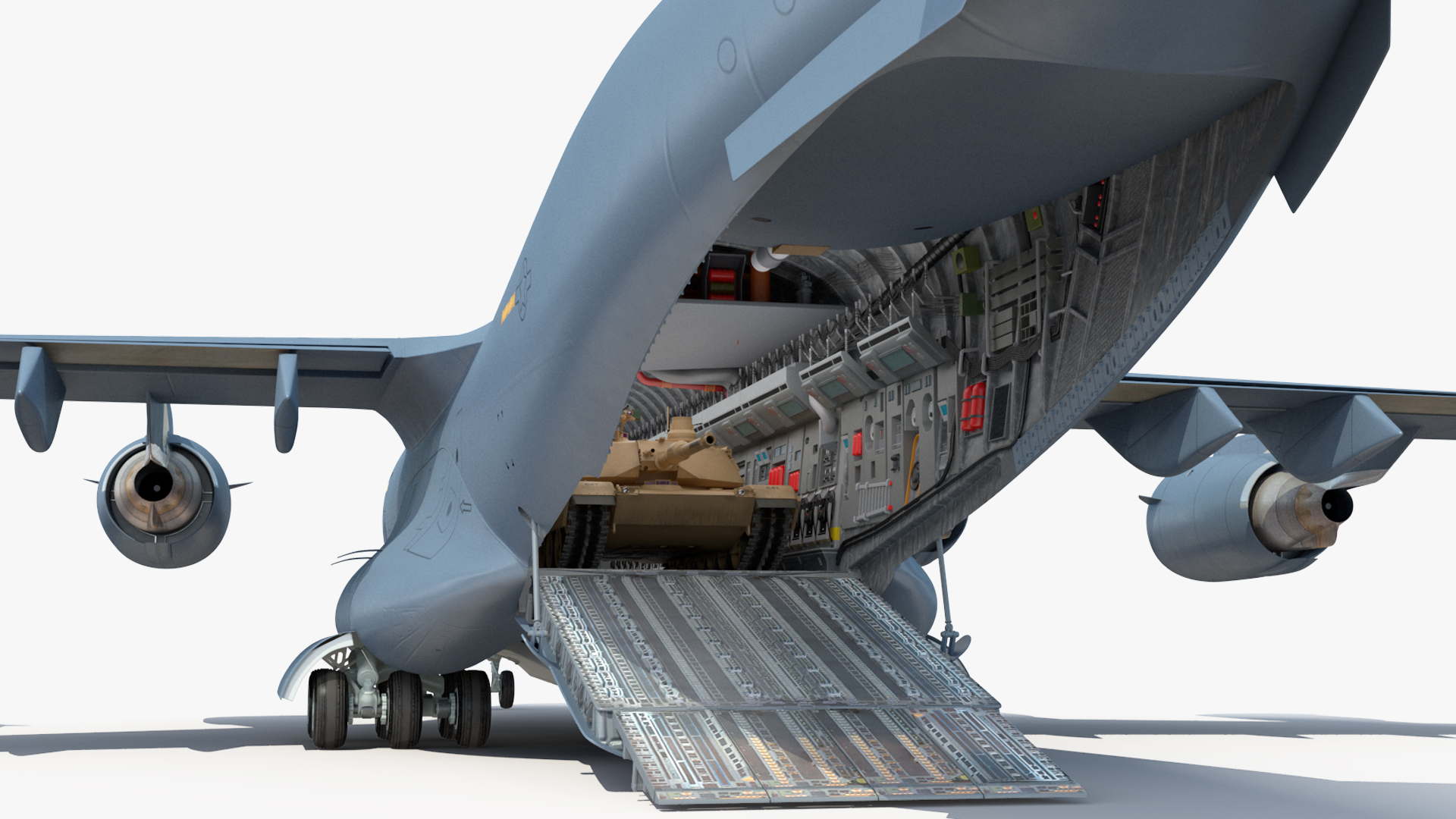 3D model M1A2 Abrams Tanks Upload on C-17 Globemaster III Rigged