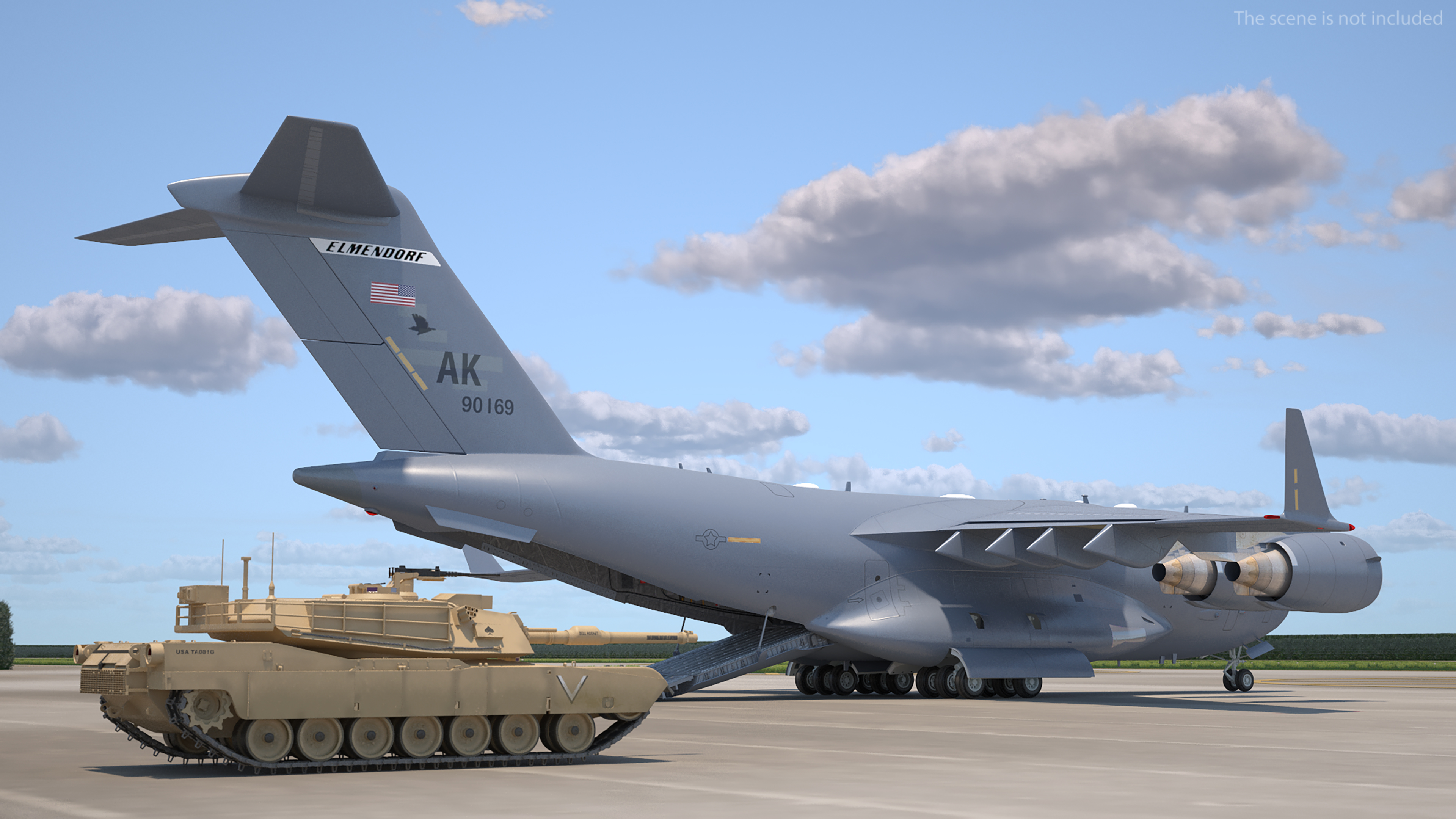 3D model M1A2 Abrams Tanks Upload on C-17 Globemaster III Rigged