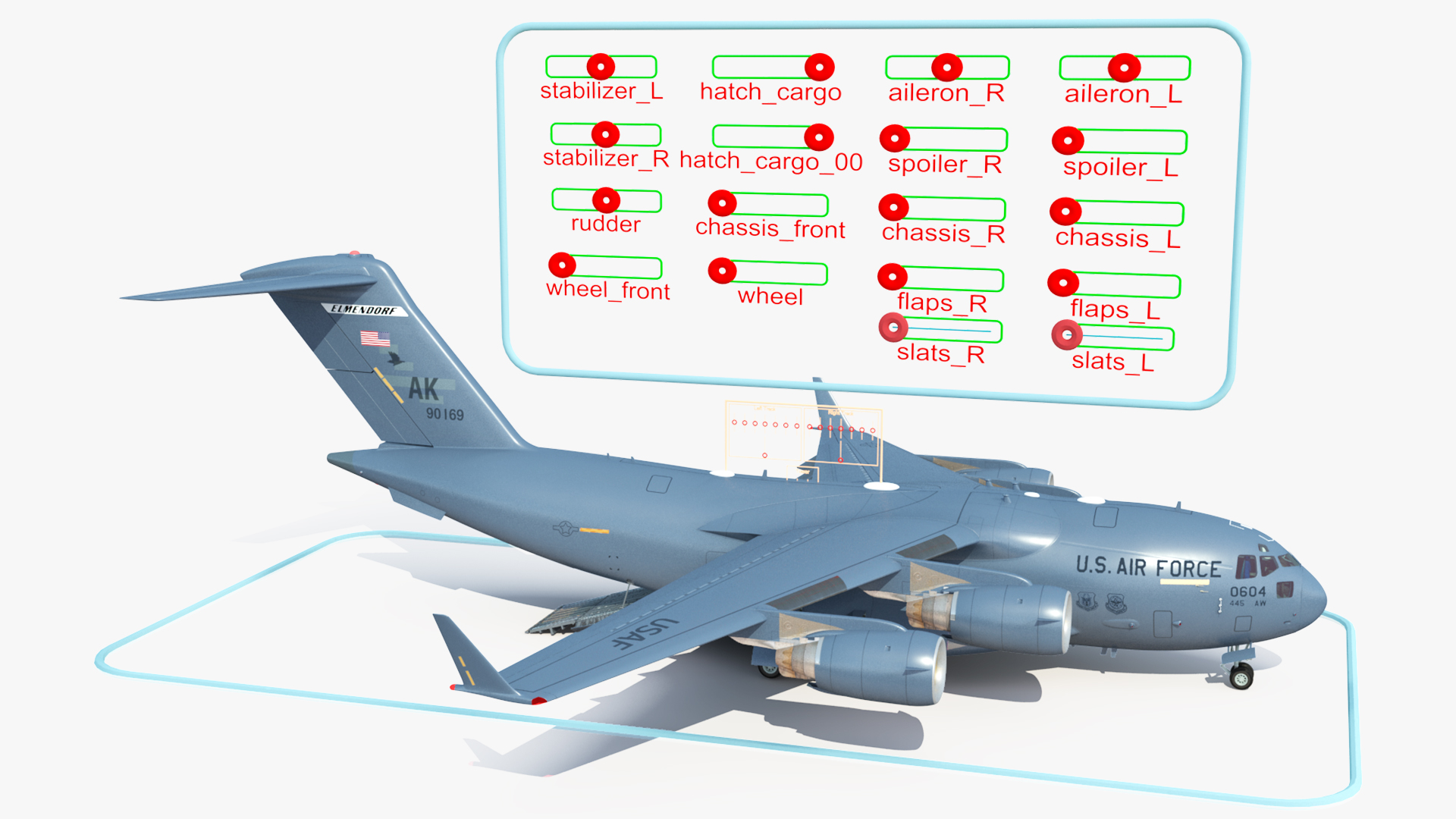 3D model M1A2 Abrams Tanks Upload on C-17 Globemaster III Rigged