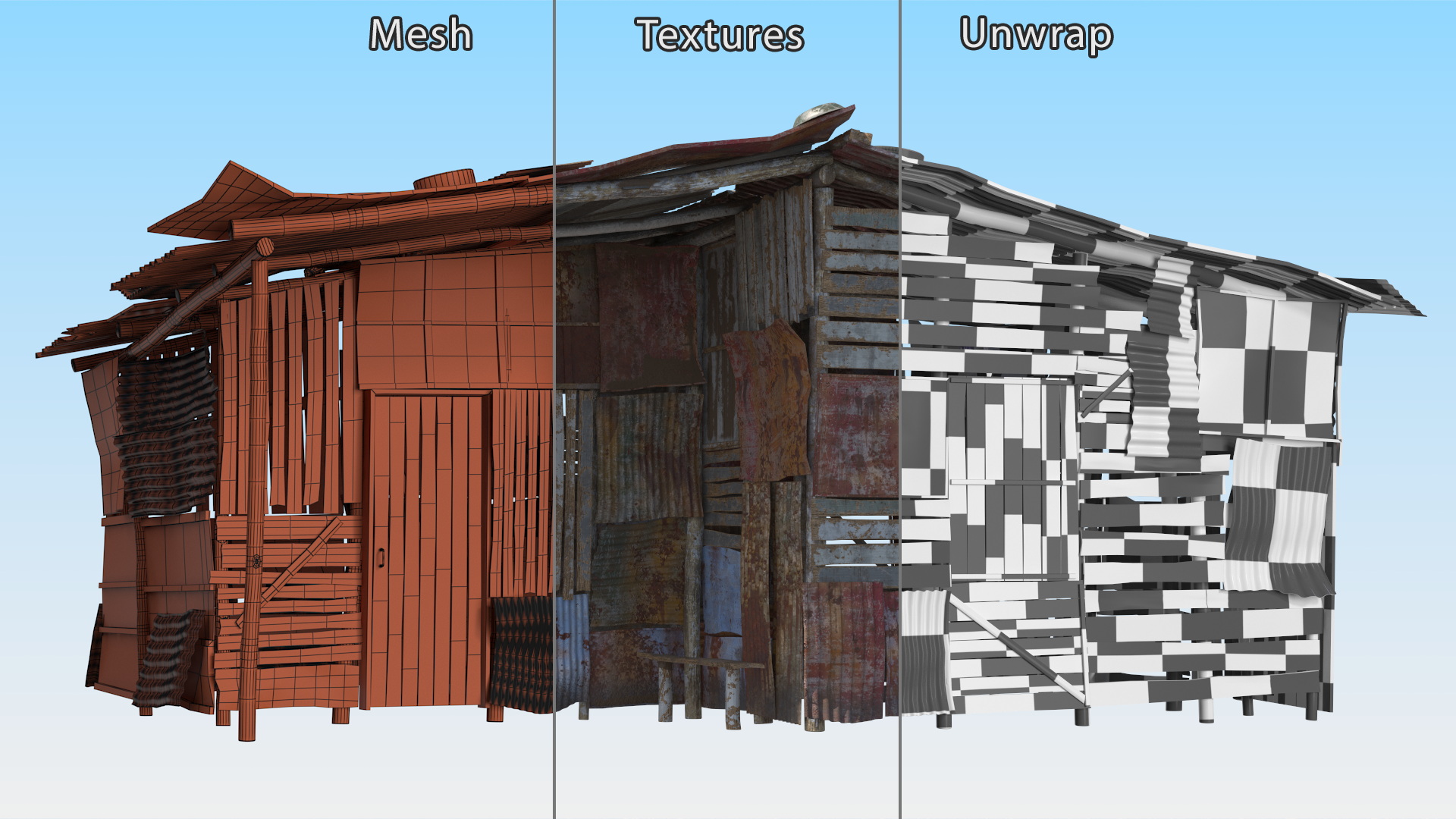 3D Rusty Sheet Metal Hut