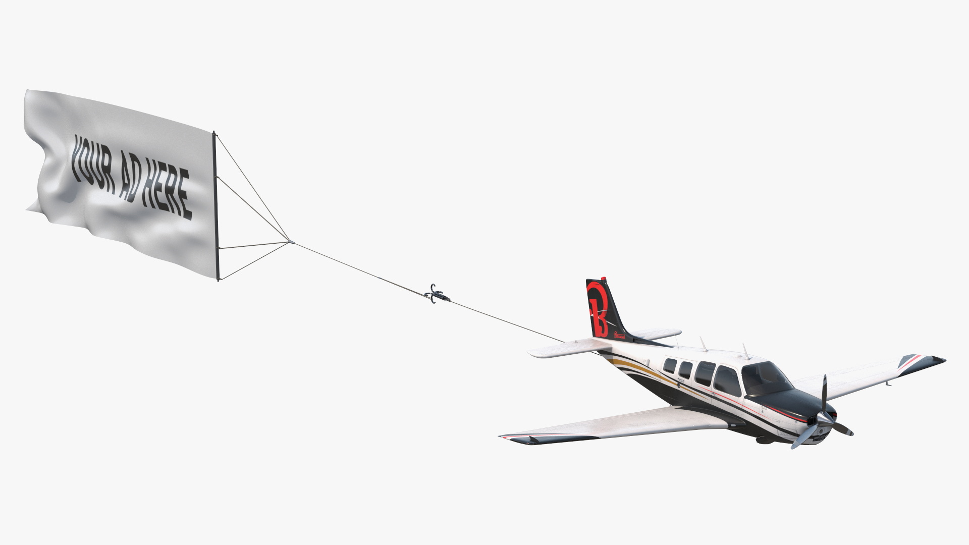 3D Big Advertising Air Banner with Beechcraft Bonanza Plane