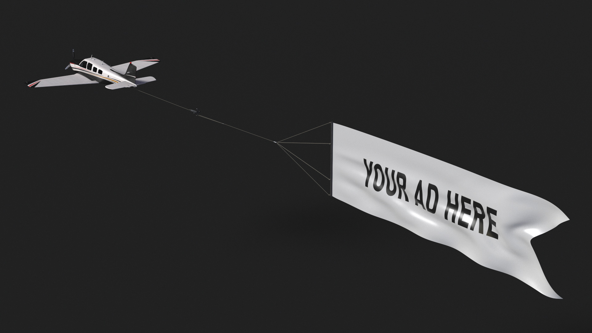 3D Big Advertising Air Banner with Beechcraft Bonanza Plane