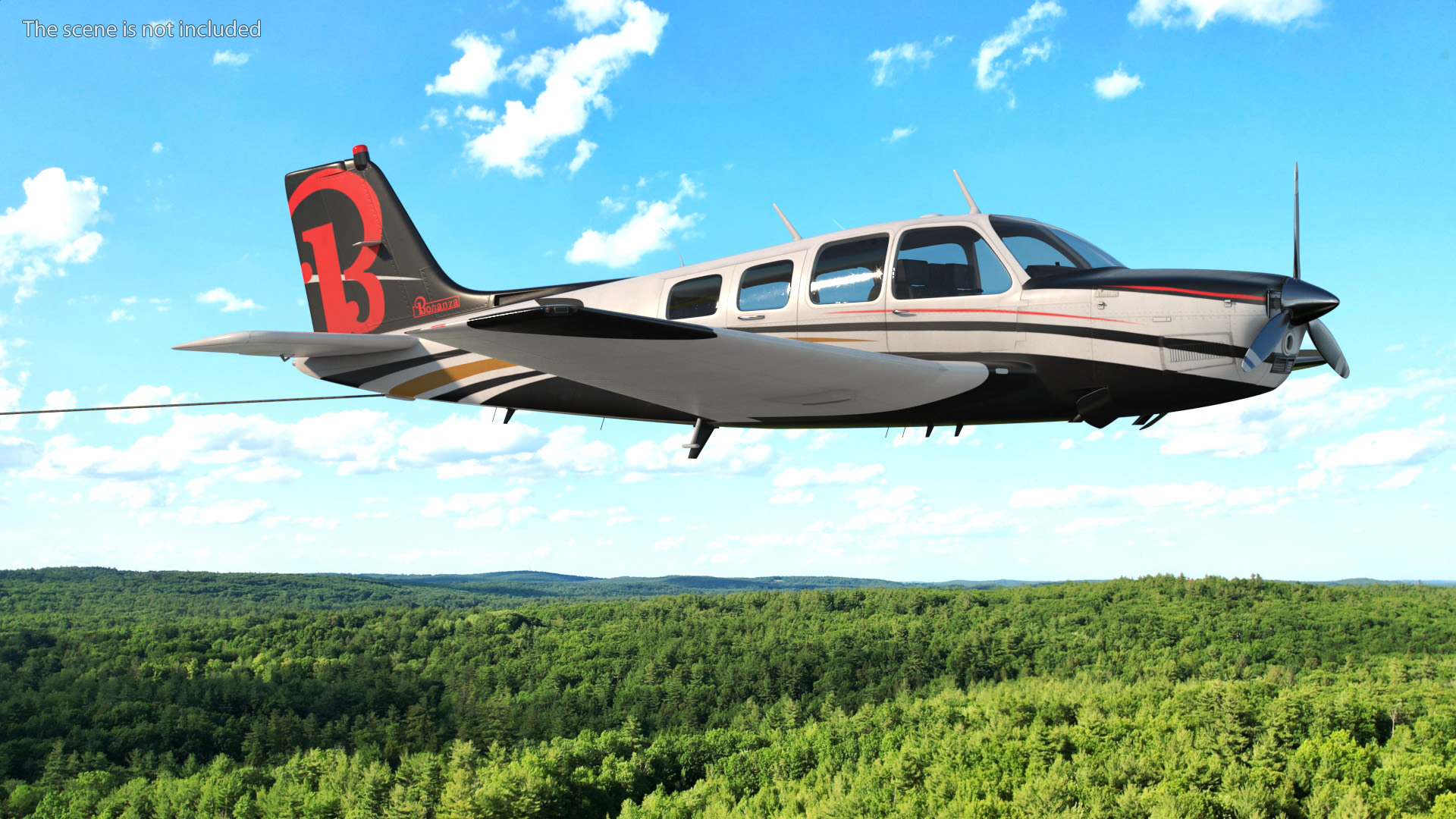 3D Big Advertising Air Banner with Beechcraft Bonanza Plane