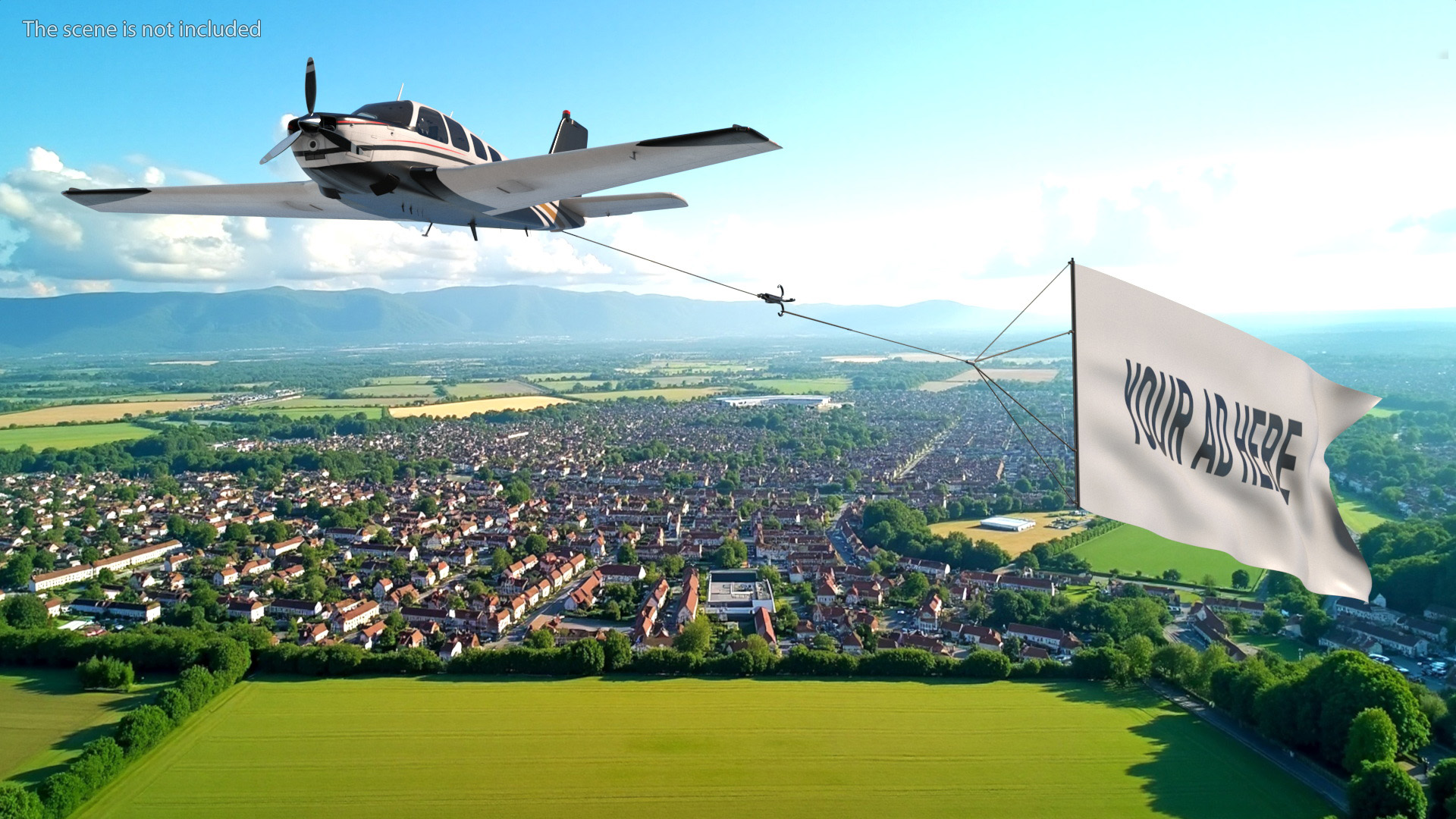 3D Big Advertising Air Banner with Beechcraft Bonanza Plane