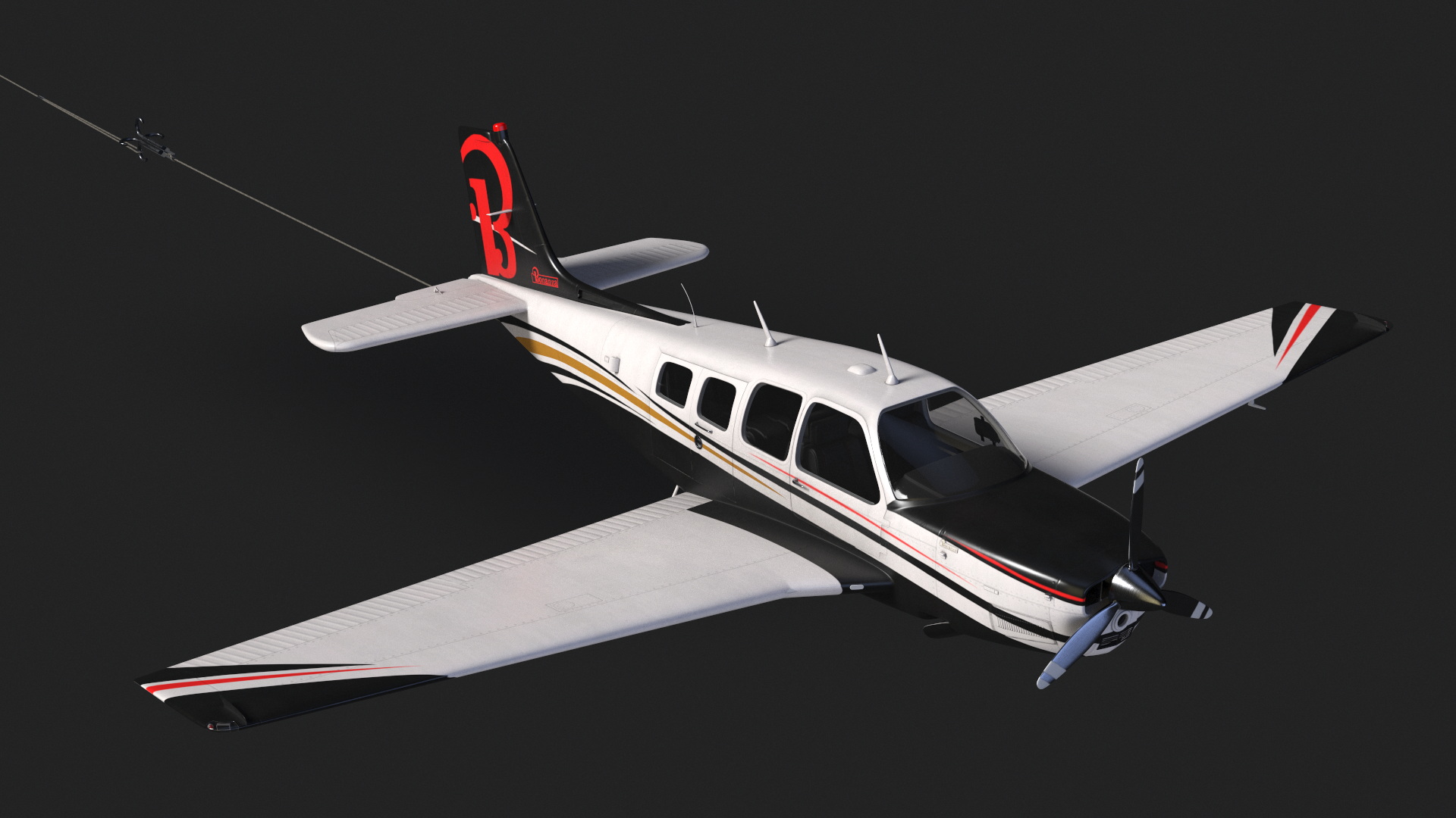 3D Big Advertising Air Banner with Beechcraft Bonanza Plane