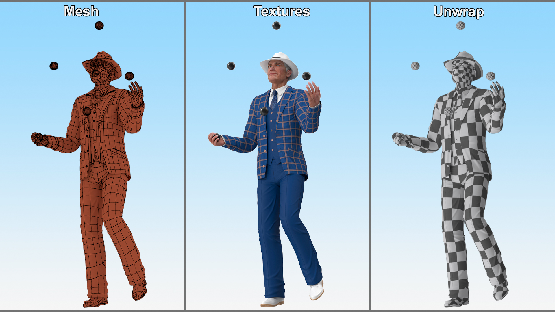 3D Juggler with Balls model