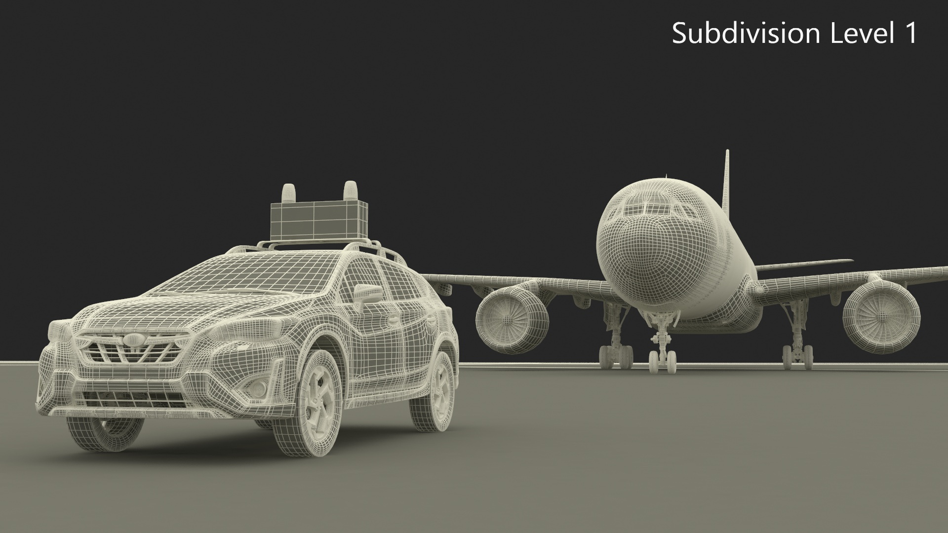 Subaru Follow Me Cars Accompanying Charter Flights on the Runway 3D model